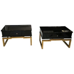 Pair of Bedsides or End Tables in Lacquered Wood, circa 1970