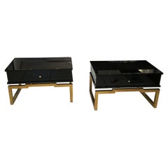 Pair of Bedsides or End Tables in Lacquered Wood, circa 1970 By Mario Sabot