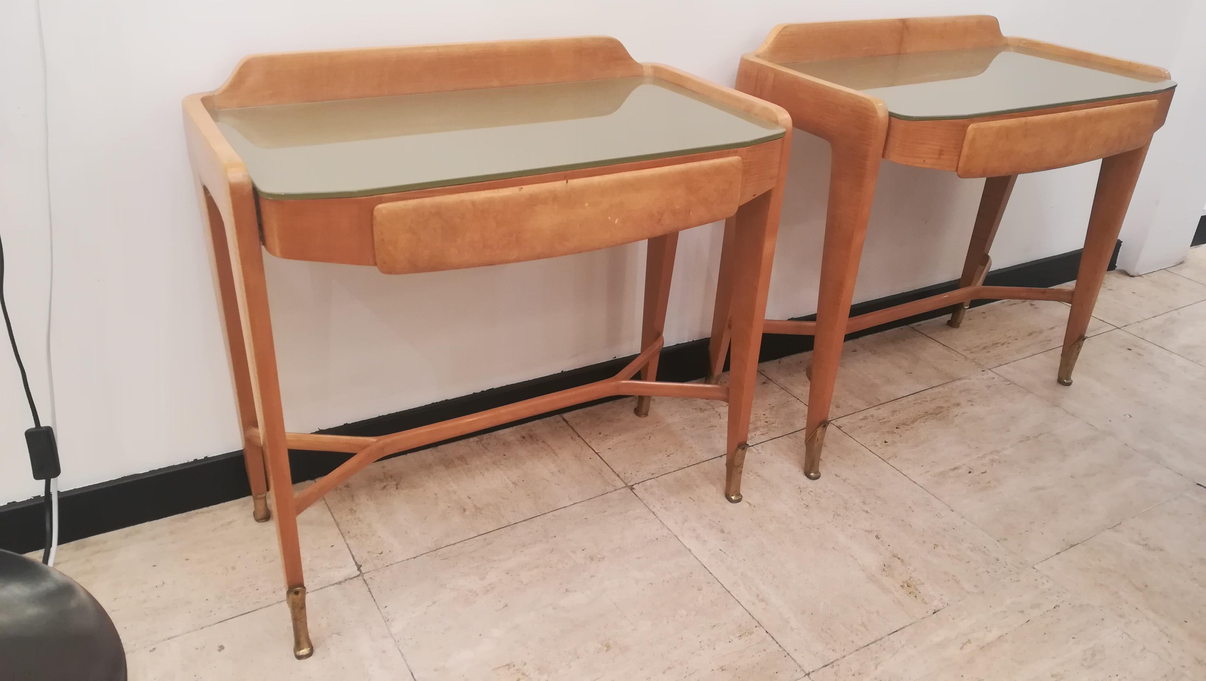 Pair of Bedsides or End Tables in Wood, circa 1950 In Excellent Condition In Saint-Ouen, FR