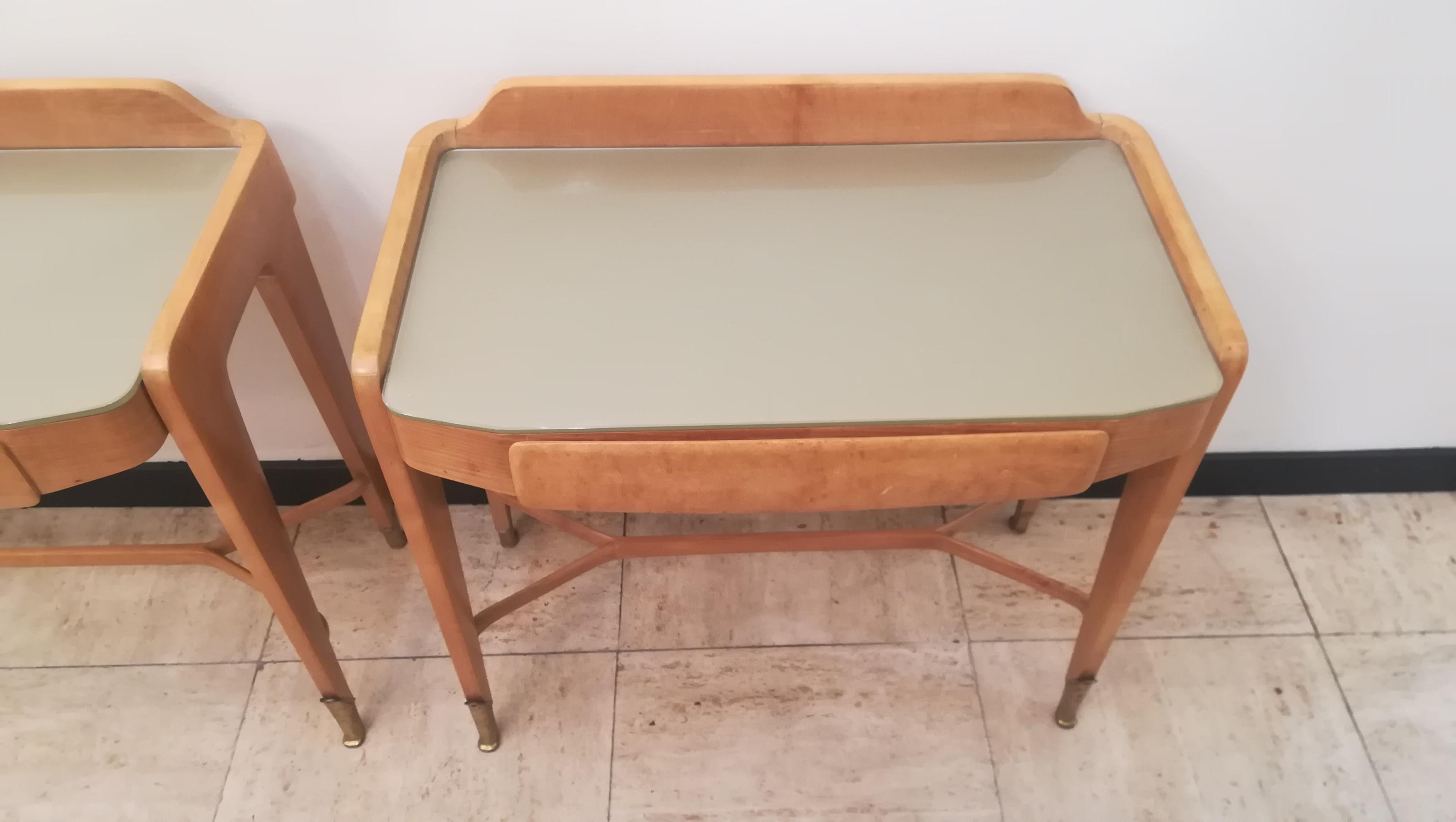 Mid-20th Century Pair of Bedsides or End Tables in Wood, circa 1950