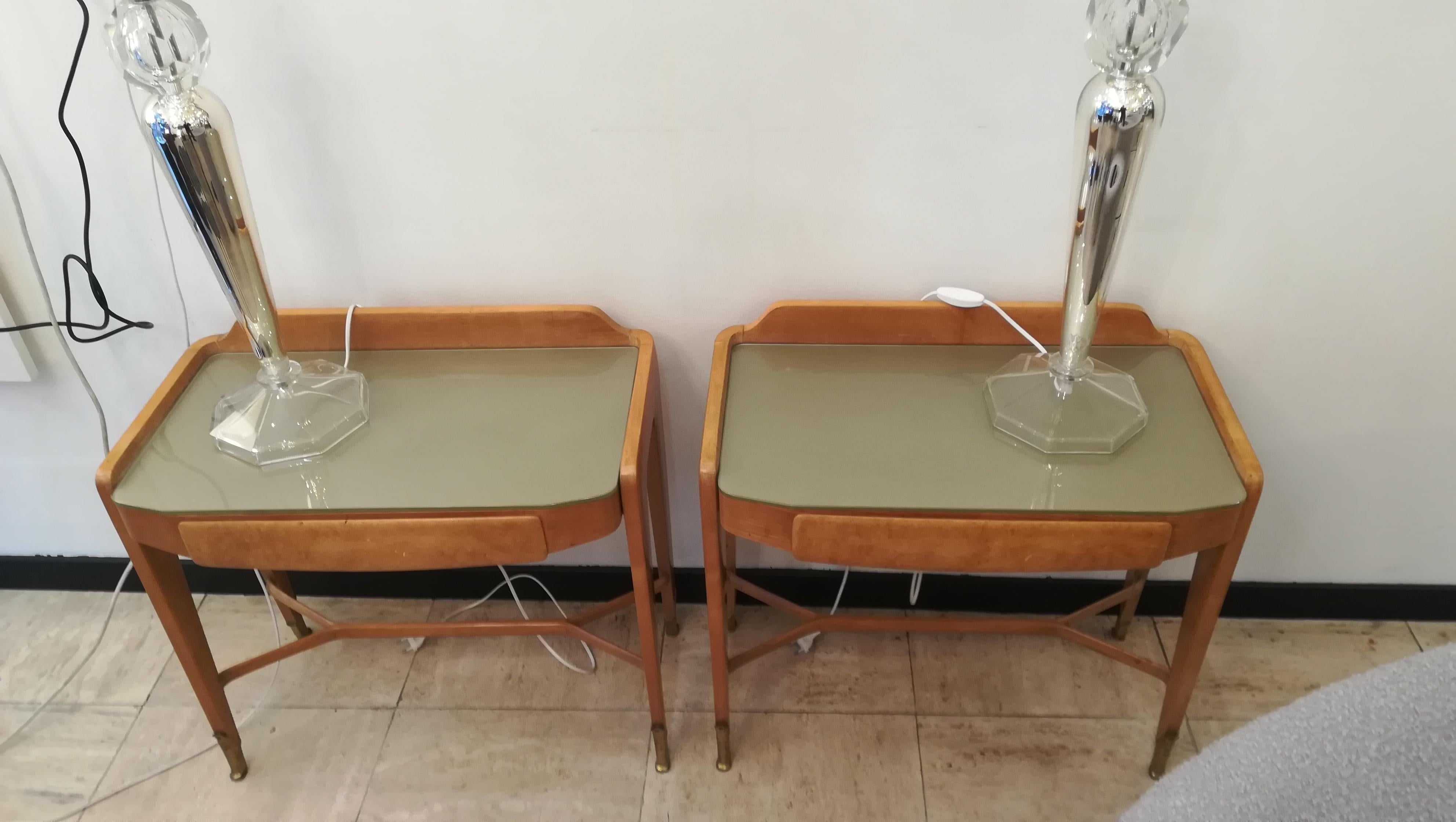 Pair of Bedsides or End Tables in Wood, circa 1950 1