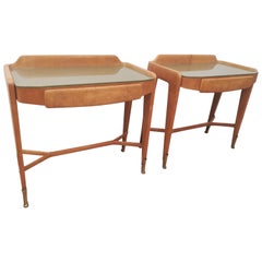 Pair of Bedsides or End Tables in Wood, circa 1950
