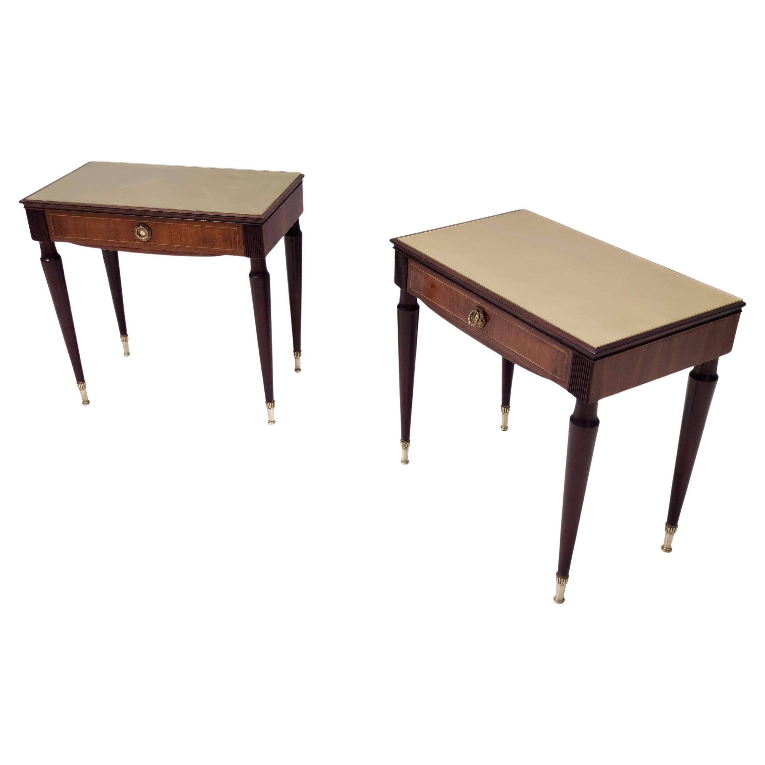 Pair of Beech and Ebonized Walnut Nightstands Attr. to Paolo Buffa, Italy