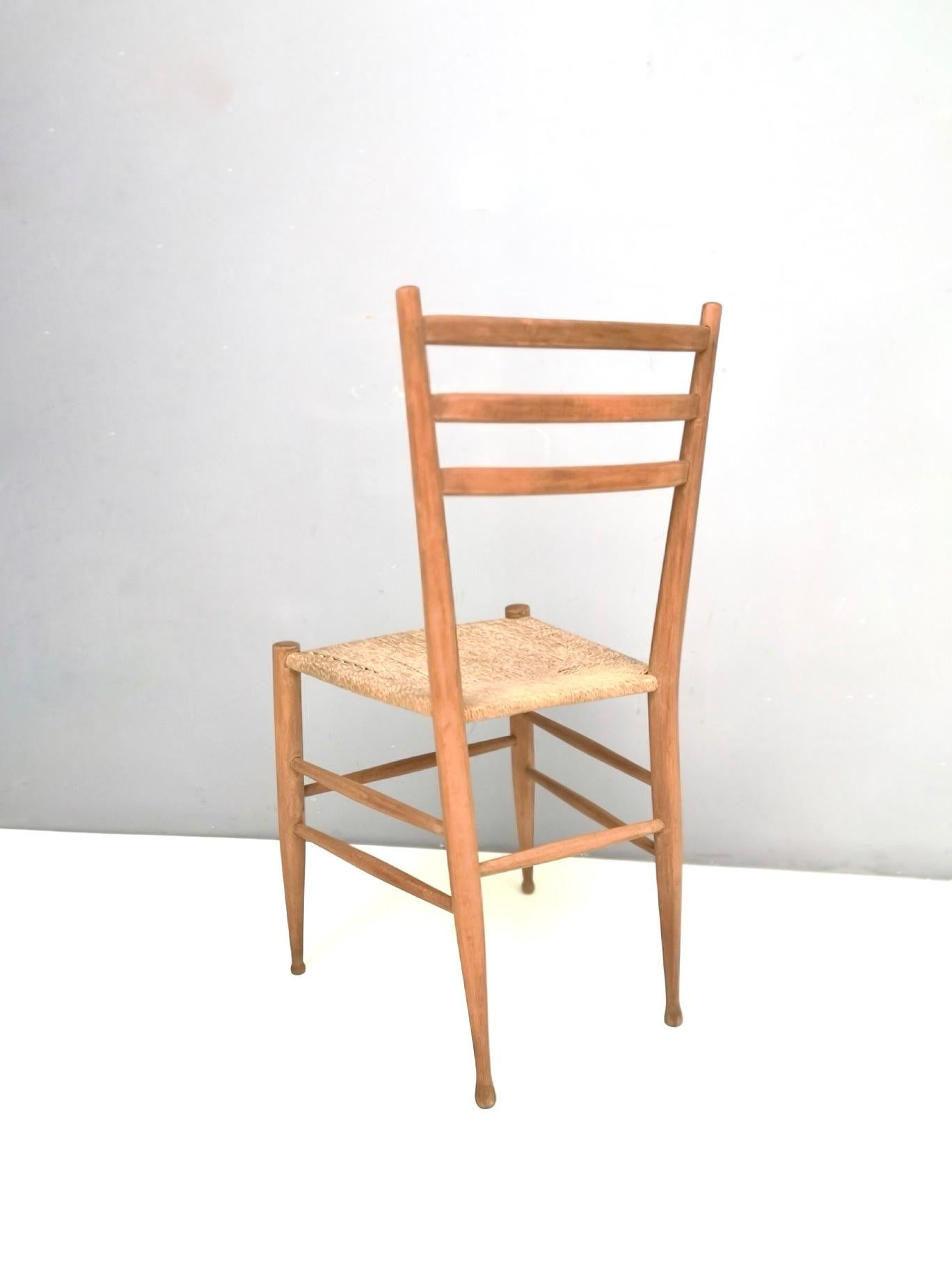 Mid-20th Century Pair of Vintage Beech Chiavarine Chairs with Slatted Backrest, Italy For Sale
