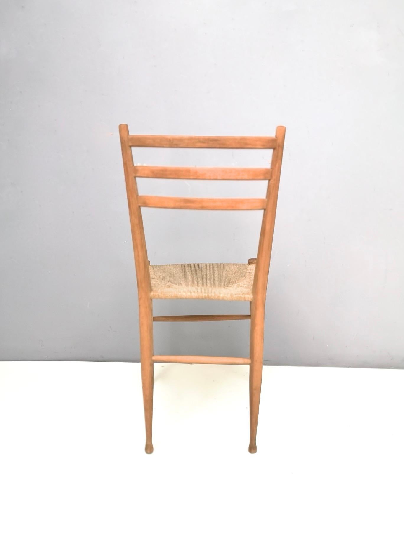 Pair of Vintage Beech Chiavarine Chairs with Slatted Backrest, Italy For Sale 1