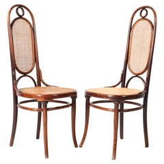 Pair of Beech Art Nouveau High Back Chairs Model 17 by Michael Thonet, 1890s