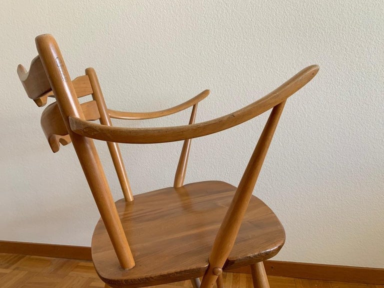 Elegant Pair of Elm and Beech Easy Chairs by Ercol, UK, 1950s. Model
