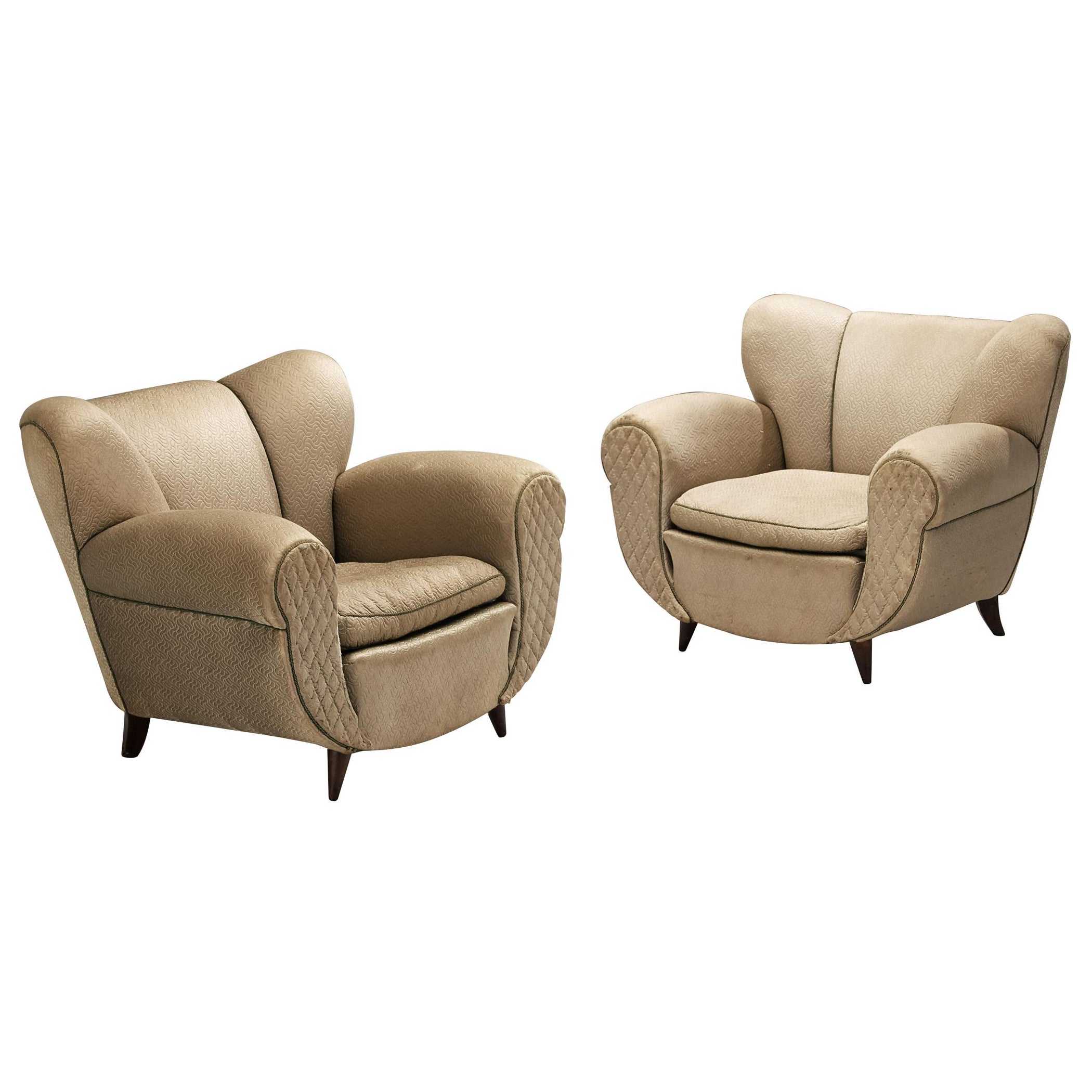 Pair of Beech Lounge Chairs with Elegant Tapered Feet 1950s