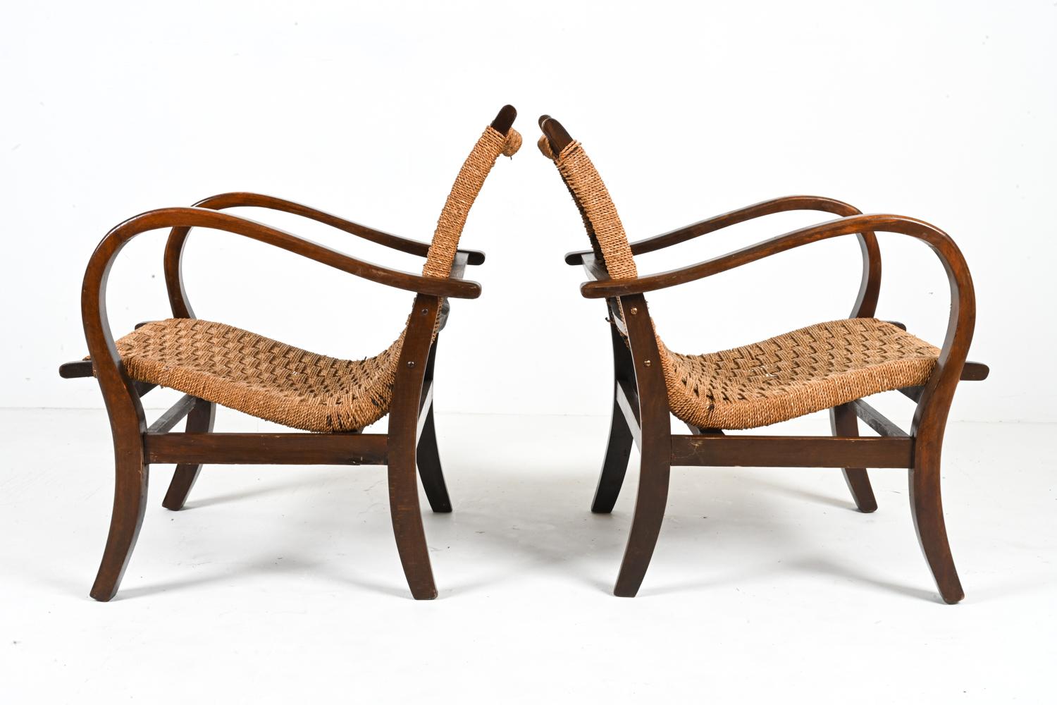 Pair of Beech & Papercord Armchairs in the Manner of Erich Dieckmann For Sale 4