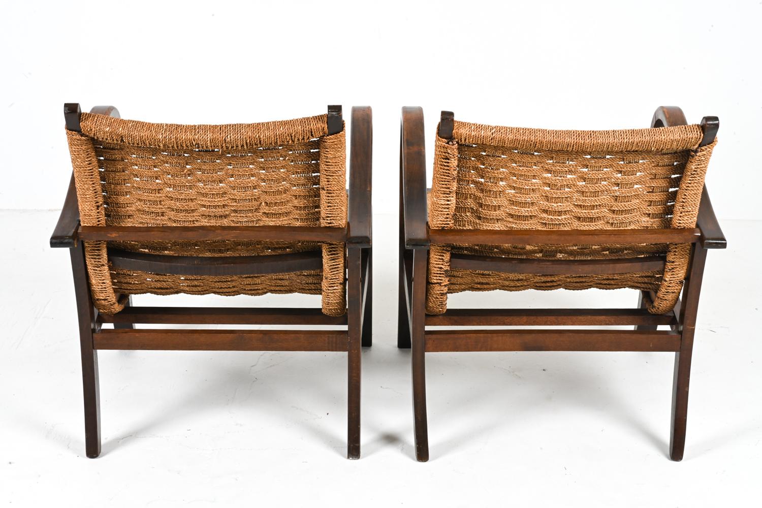 Pair of Beech & Papercord Armchairs in the Manner of Erich Dieckmann For Sale 5