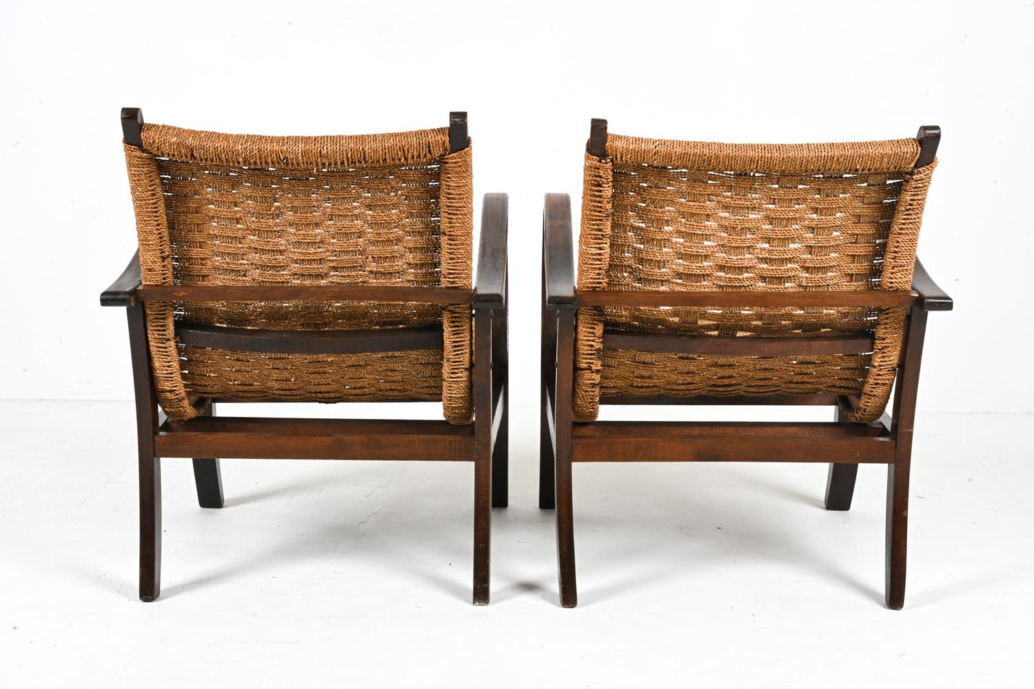Pair of Beech & Papercord Armchairs in the Manner of Erich Dieckmann For Sale 6