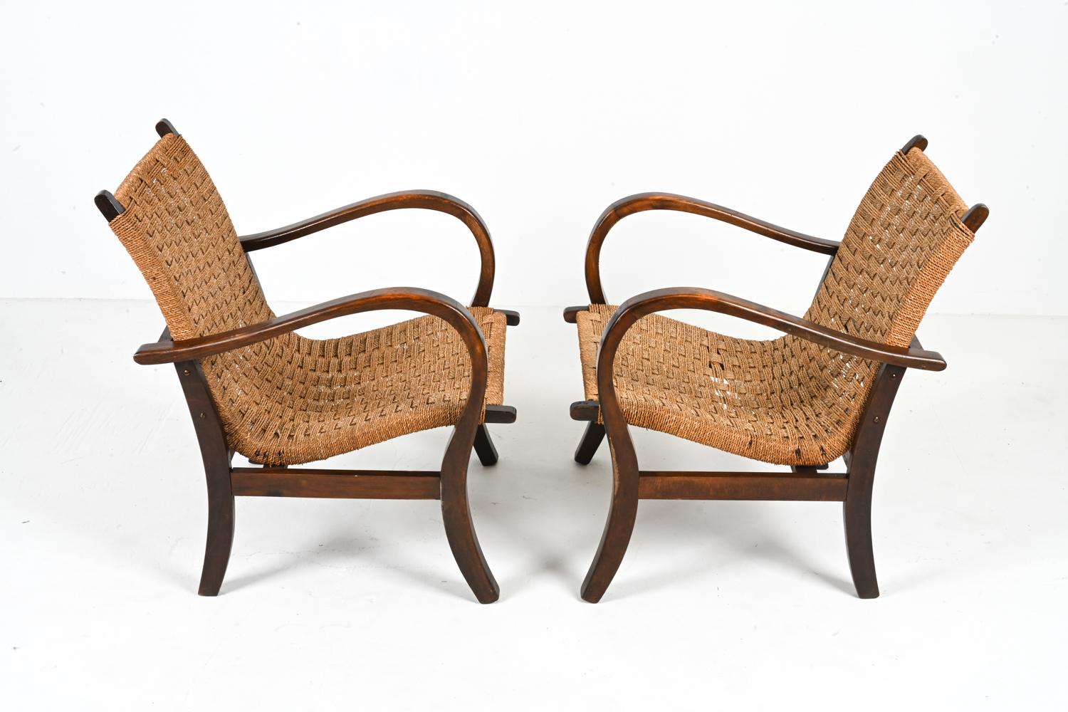 Pair of Beech & Papercord Armchairs in the Manner of Erich Dieckmann For Sale 8