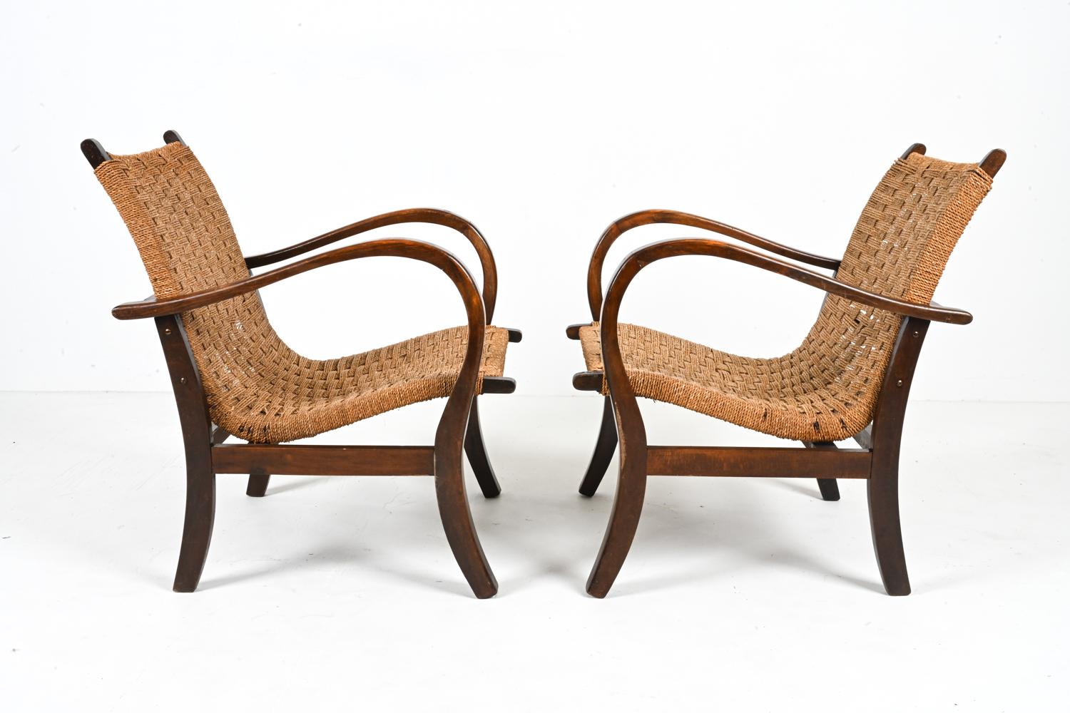 Pair of Beech & Papercord Armchairs in the Manner of Erich Dieckmann For Sale 9