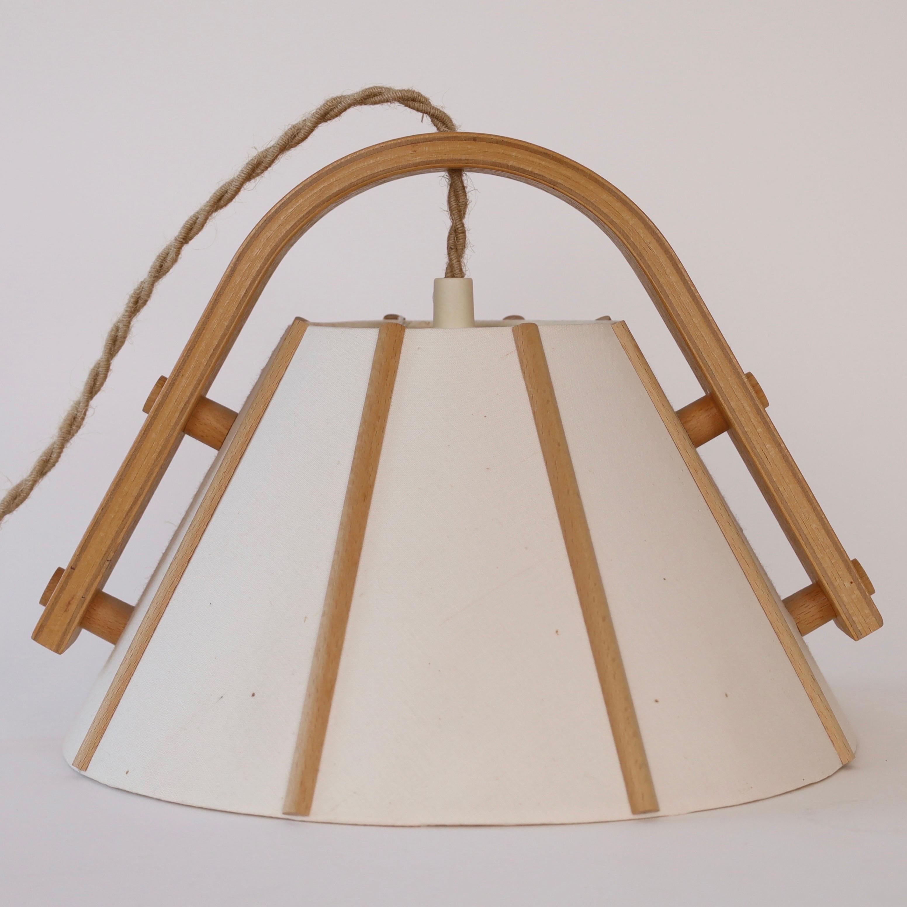 Pair of Beech wood pendant lights by Jan Wickelgren, 1970s, Sweden 2