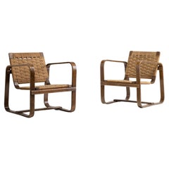 Pair of Beech Wood & Rope Armchairs by Giuseppe Pagano, Italy, 1942