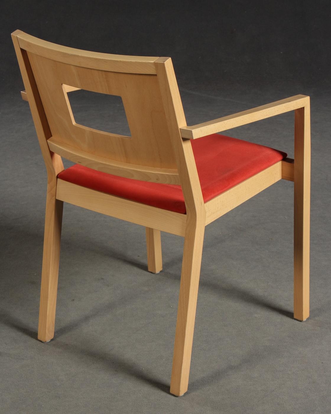 German Pair of Beechwood Stacking Chairs by Brunner