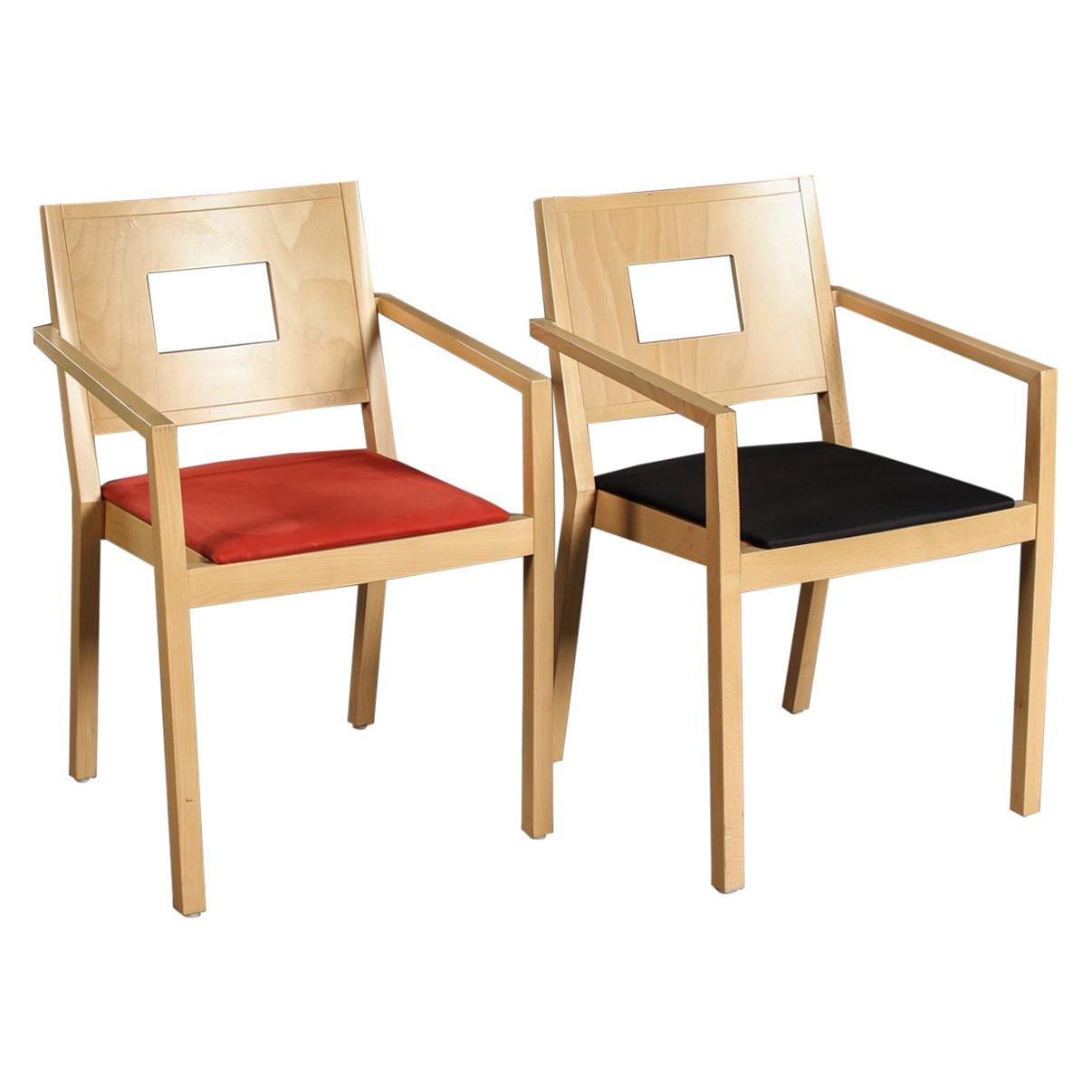 Pair of Beechwood Stacking Chairs by Brunner