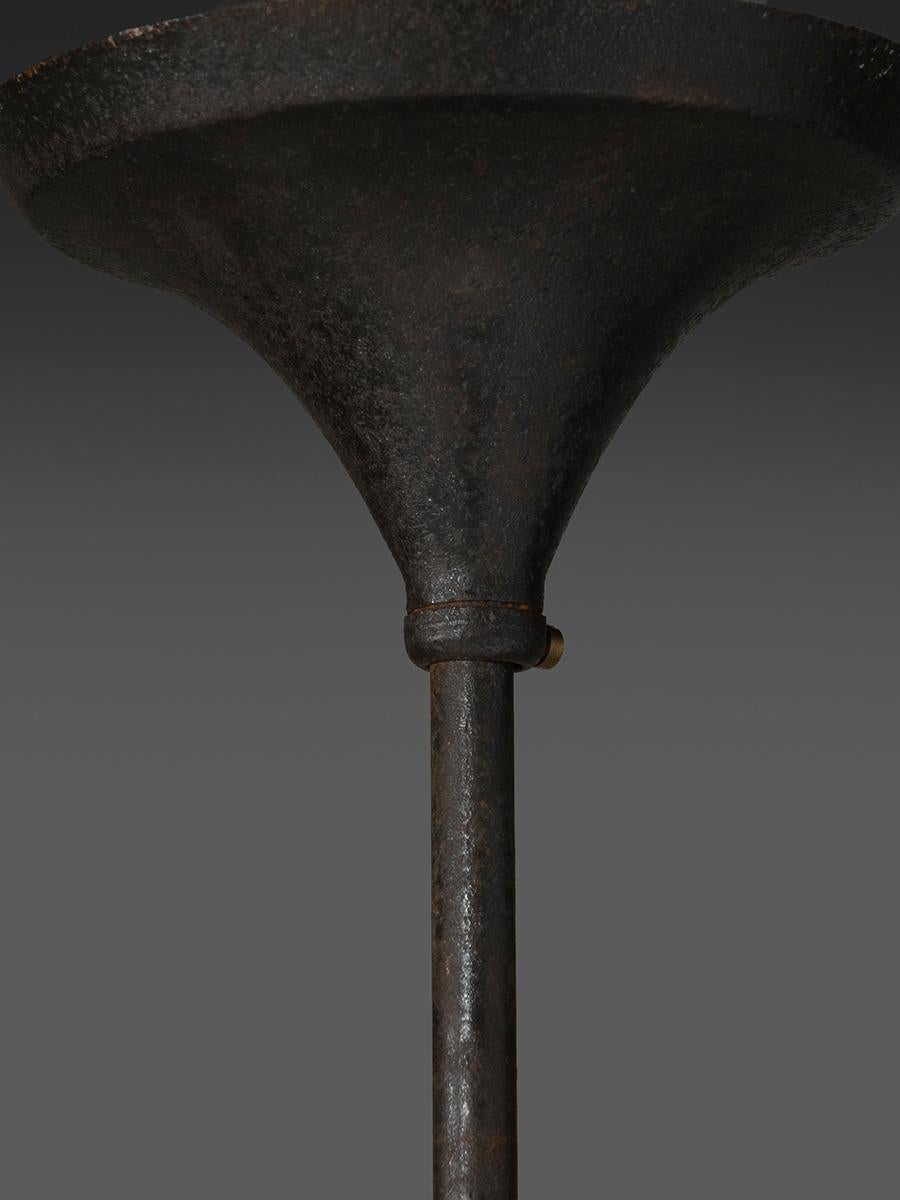 Pair of Behrens Opaline Teardrop Pendants. with Original Ceiling Roses In Good Condition For Sale In Culver City, CA