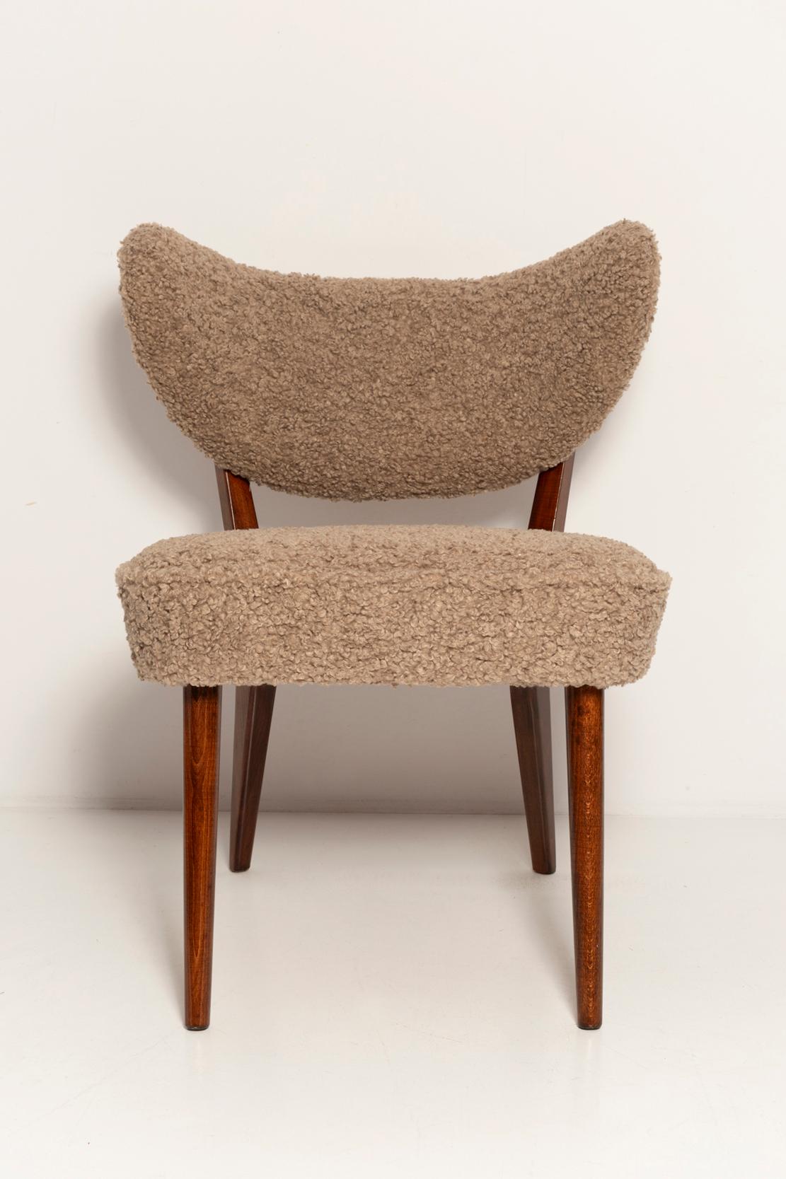 Bouclé Pair of Beige Boucle Shell Club Chairs, by Vintola Studio, Europe, Poland For Sale
