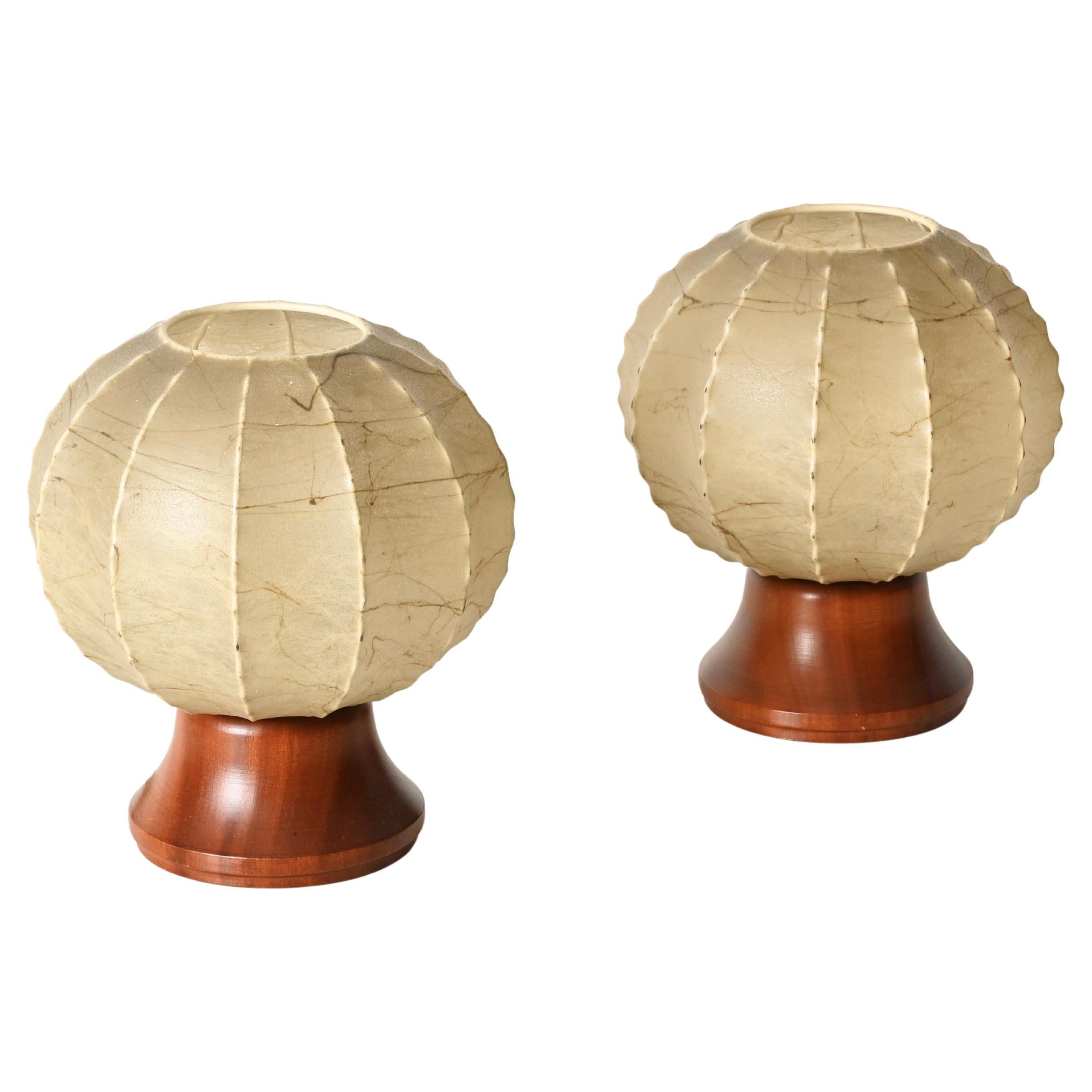 Paire de lampes de table Cocoon "Dentate" beige par Castiglioni, Italie, années 1960