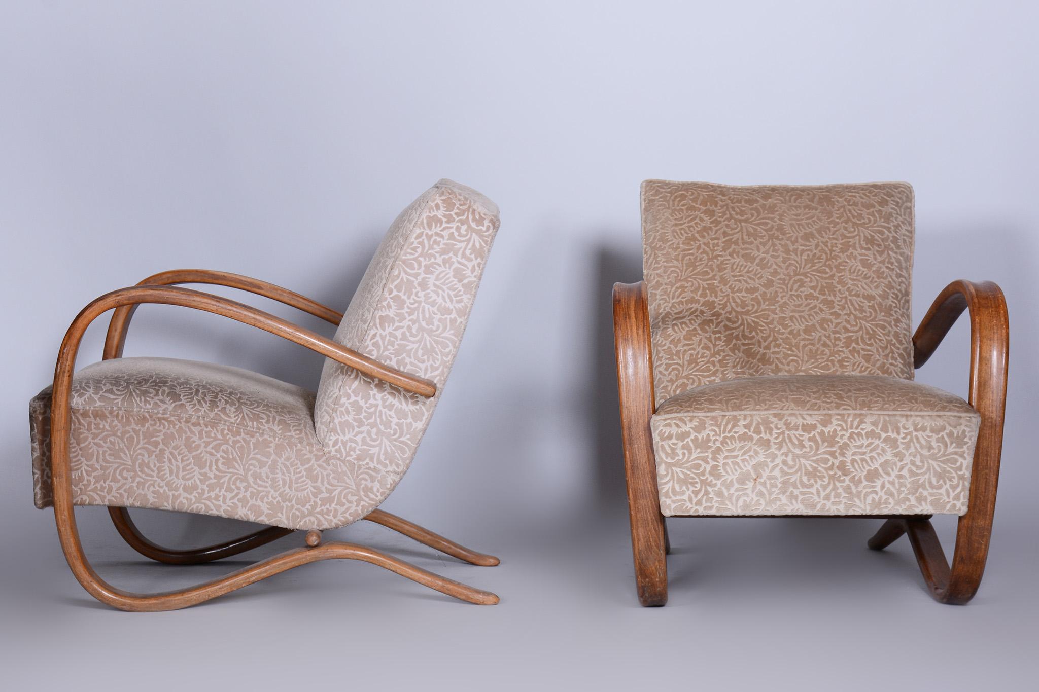 Art déco Paire de fauteuils beiges H-269 conçus par Jindrich Halabala pour UP Zavody, années 1930 en vente