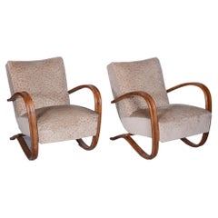 Antique Pair of Beige H-269 Armchairs Designed by Jindrich Halabala for UP Zavody, 1930s