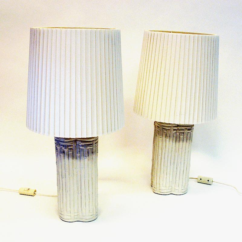 Pair of Beige Italian Ceramic Table Lamps, 1980s 2