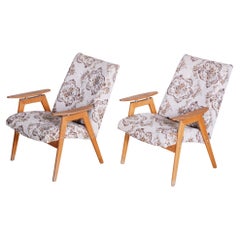 Paire de fauteuils beiges du milieu du siècle dernier, fabriqués en Tchèque, années 1950, état d'origine