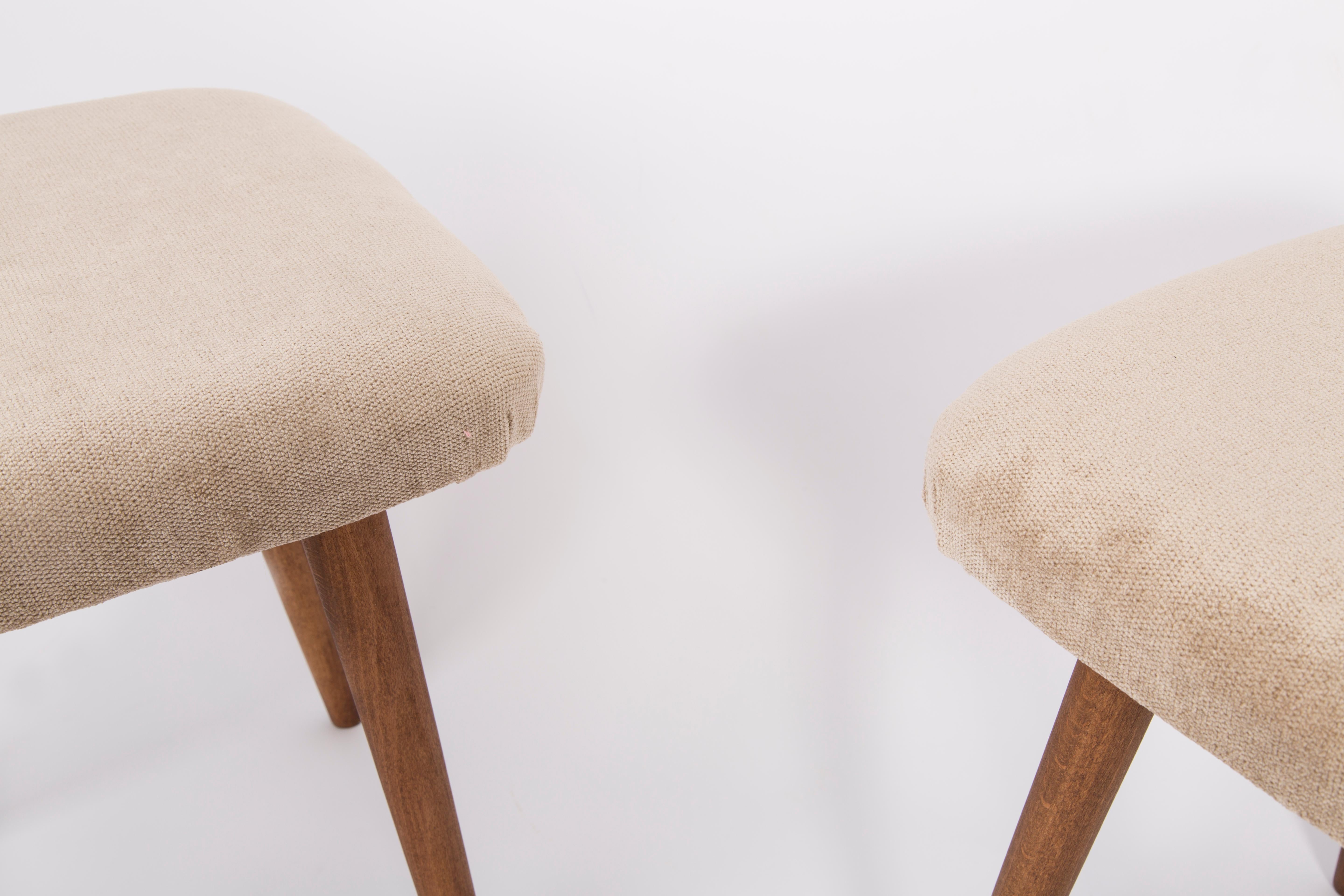 Mid-Century Modern Pair of Beige Stools, 1960s For Sale