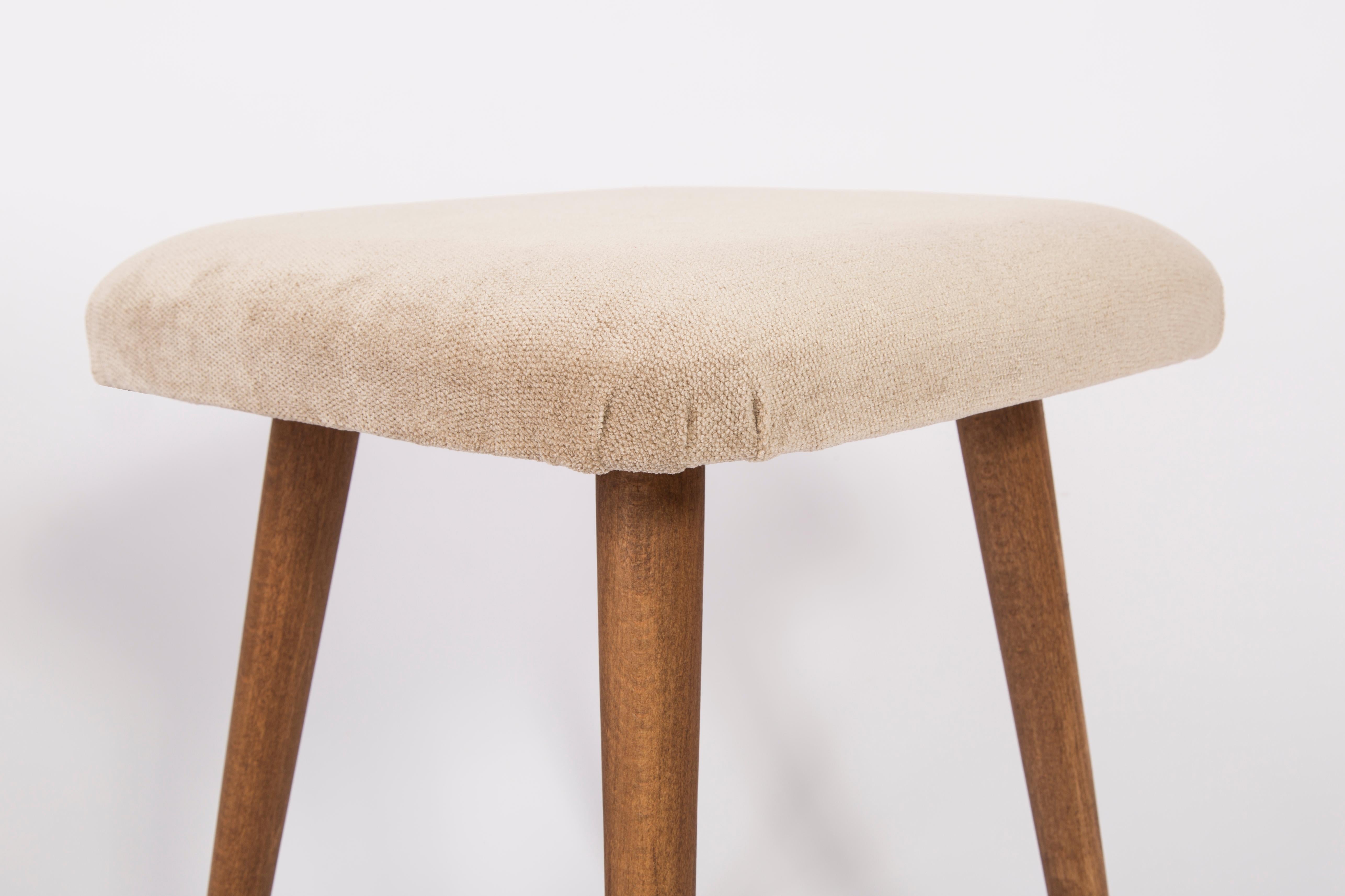 Hand-Crafted Pair of Beige Stools, 1960s For Sale