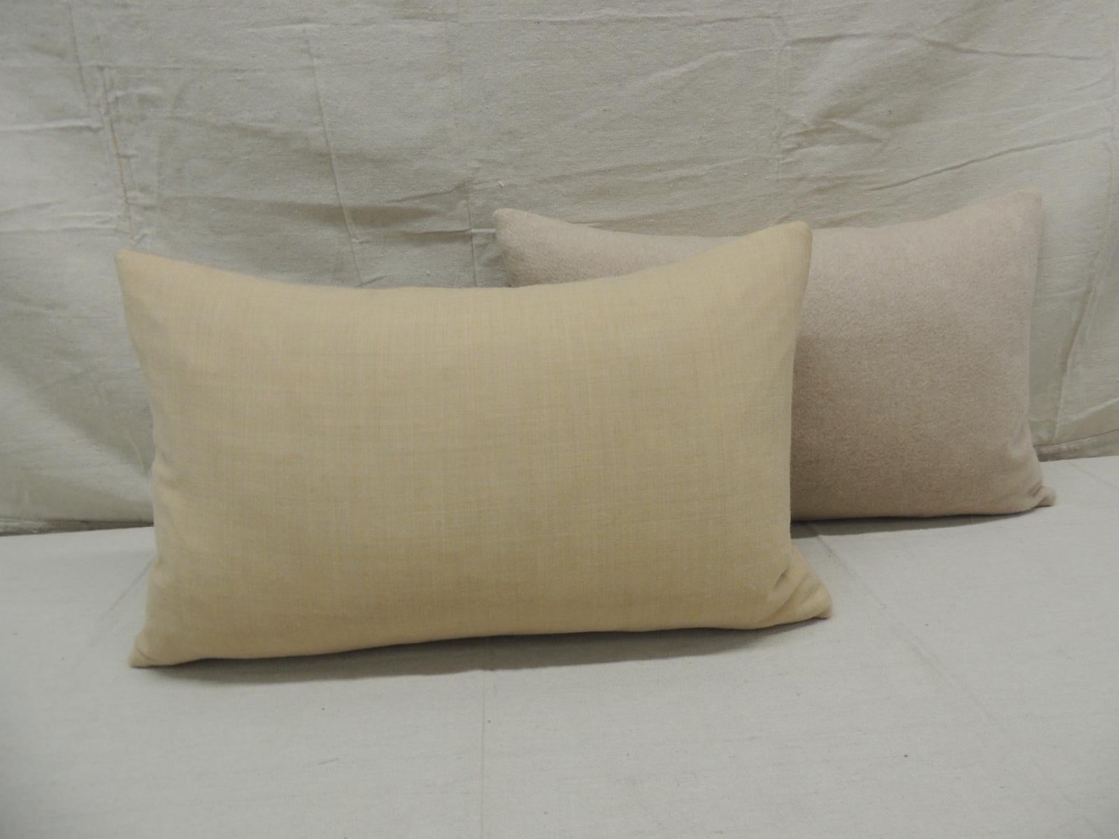 Mid-Century Modern Pair of Beige Tone-on-Tone Loro Piana Cashmere Decorative Lumbar Pillows