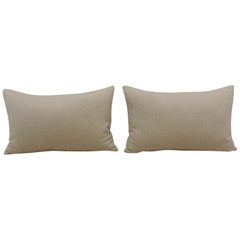 Pair of Beige Tone-on-Tone Loro Piana Cashmere Decorative Lumbar Pillows