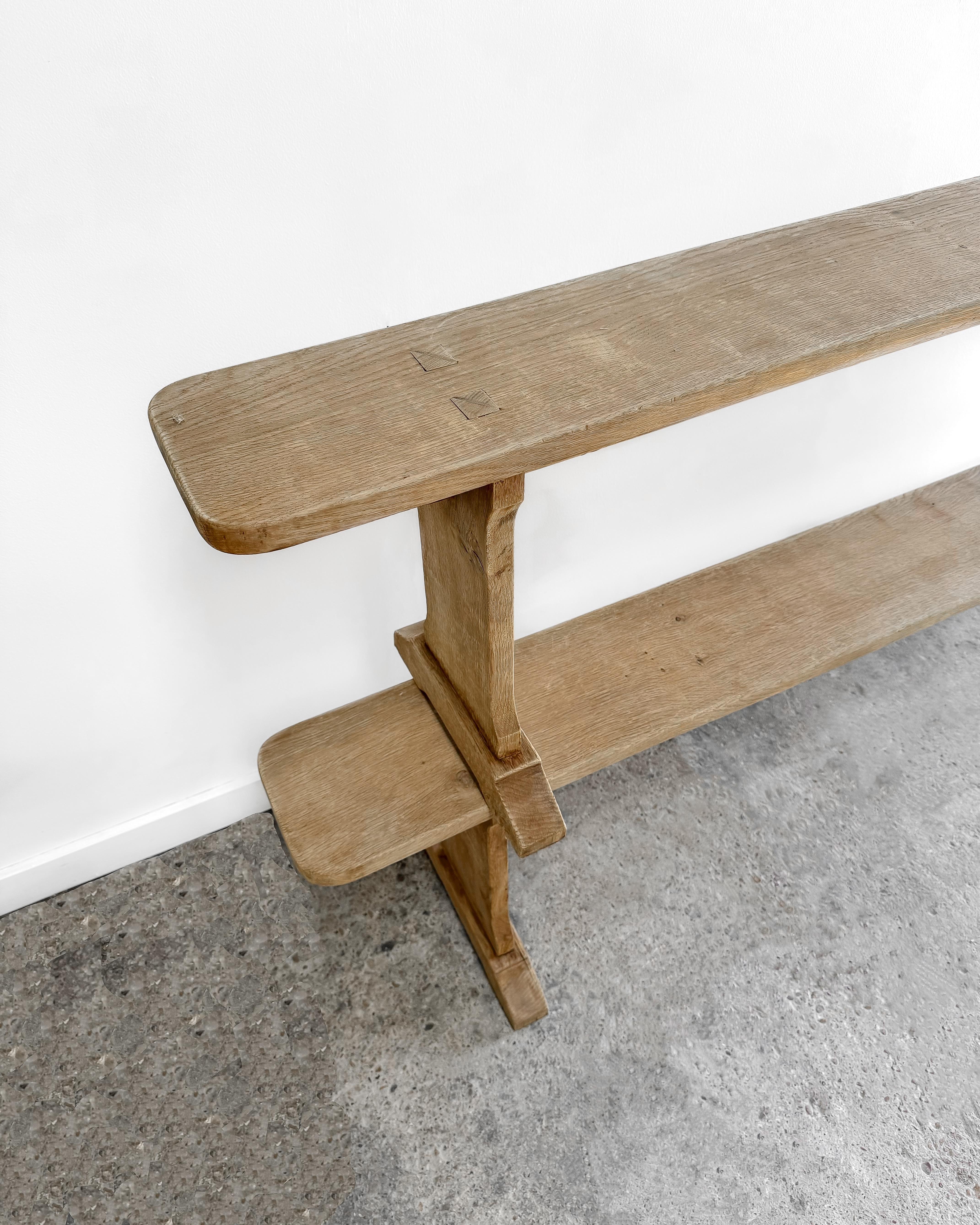 Pair of Belgian 19th Century Washed Oak Footed Benches In Good Condition In Mckinney, TX