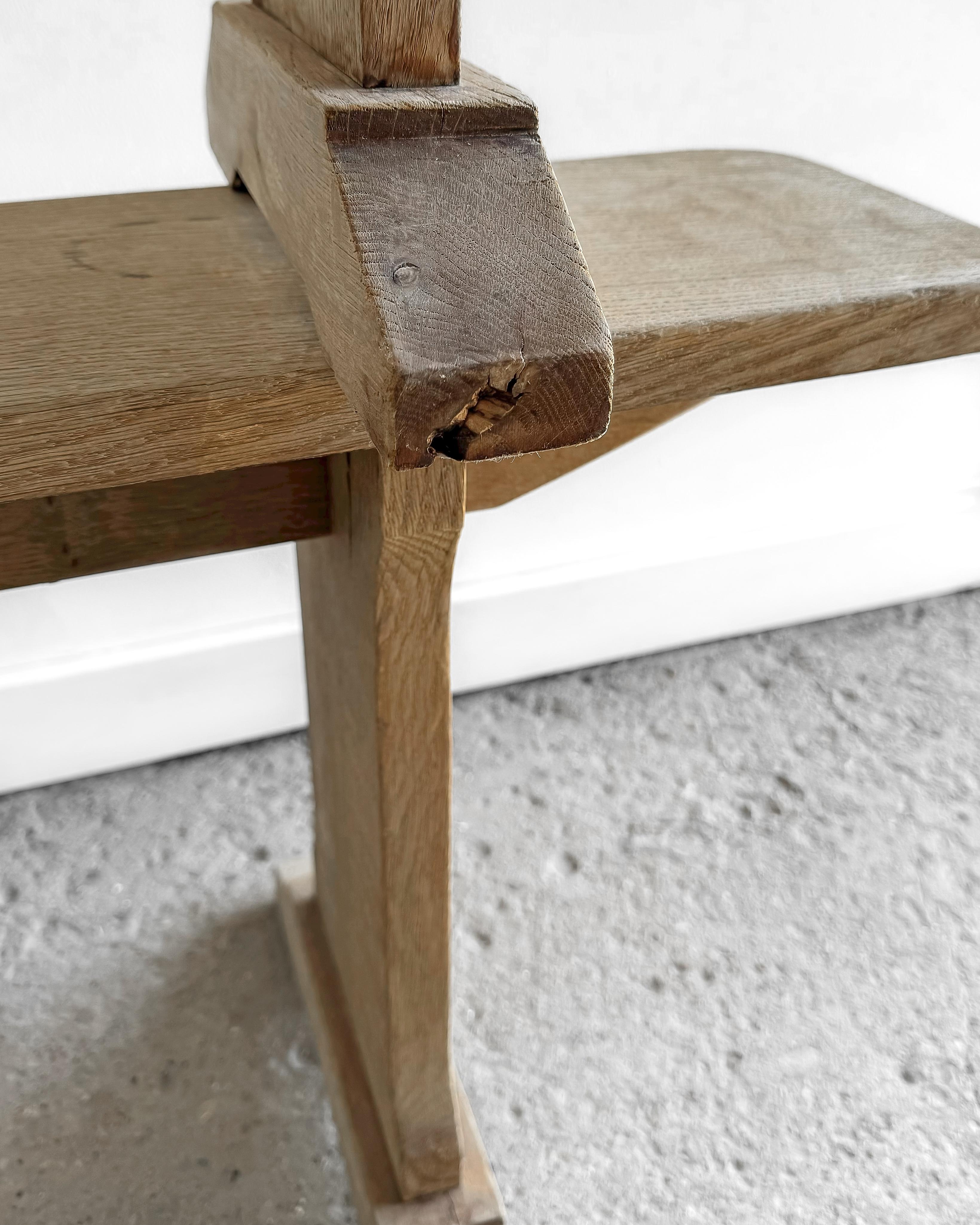 Pair of Belgian 19th Century Washed Oak Footed Benches 5