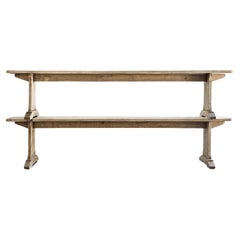 Pair of Belgian 19th Century Washed Oak Footed Benches