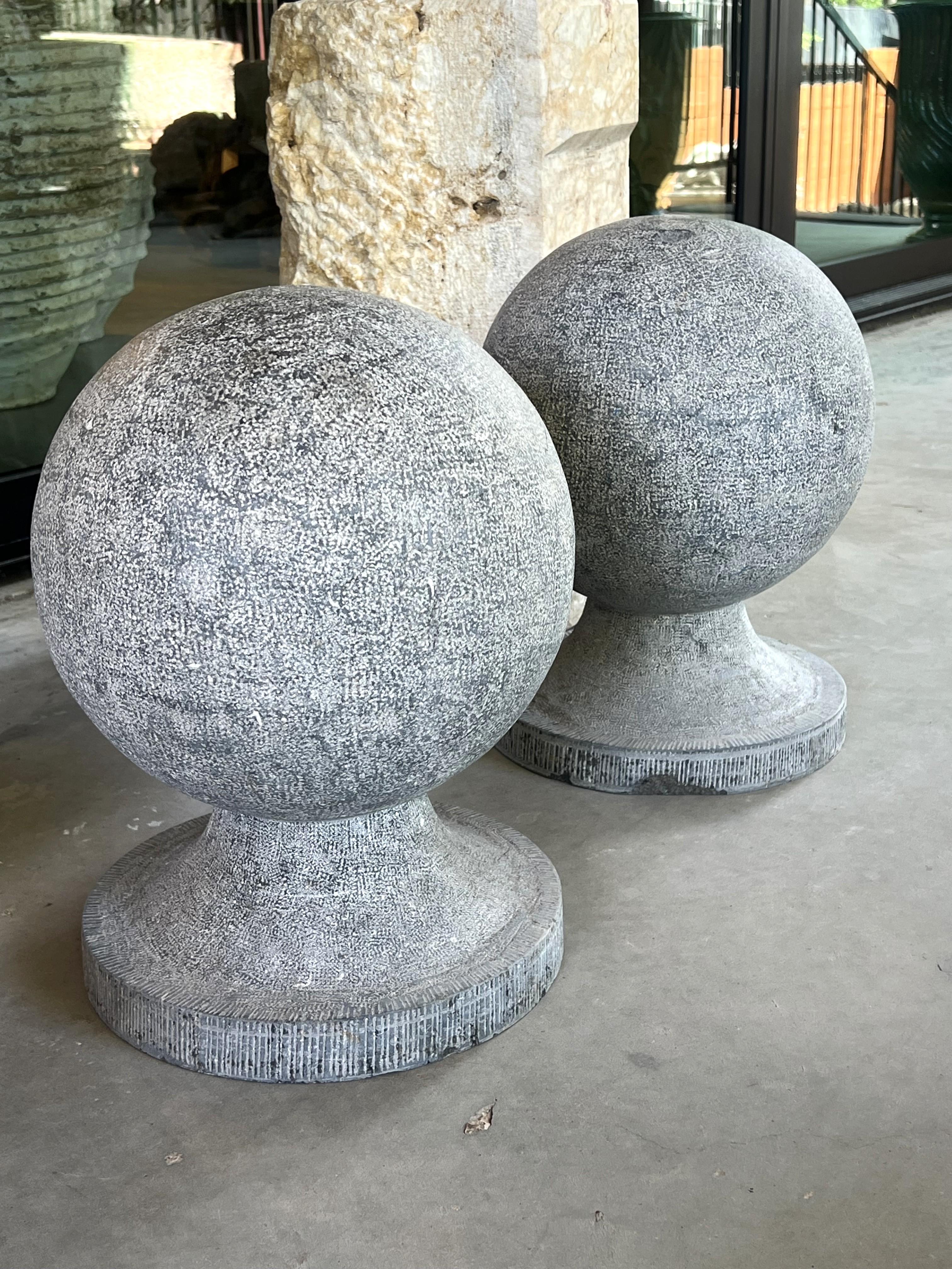 Pair of Belgian Bluestone Ball Finials, Early 1900s For Sale 4