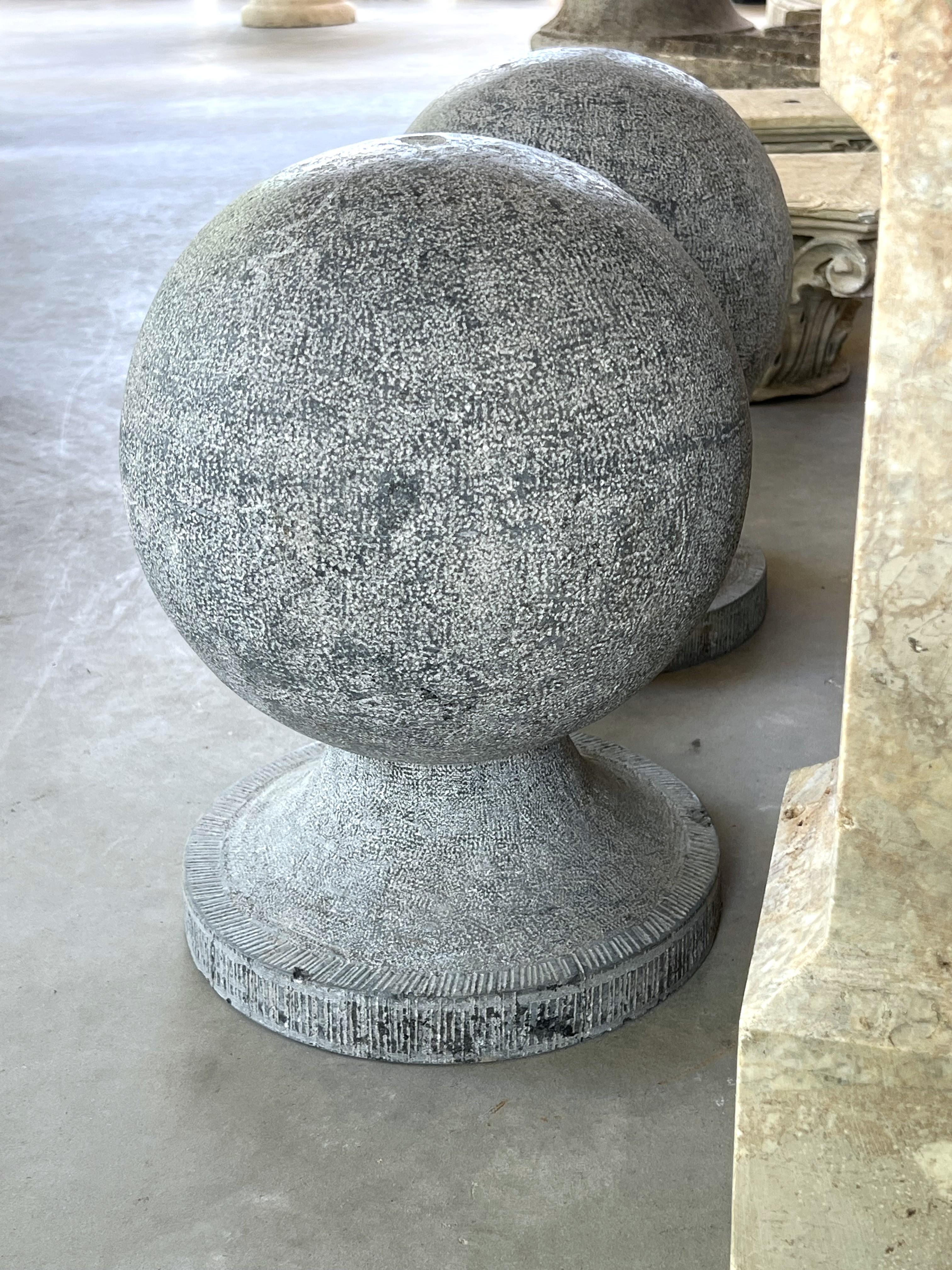 Pair of Belgian Bluestone Ball Finials, Early 1900s For Sale 5