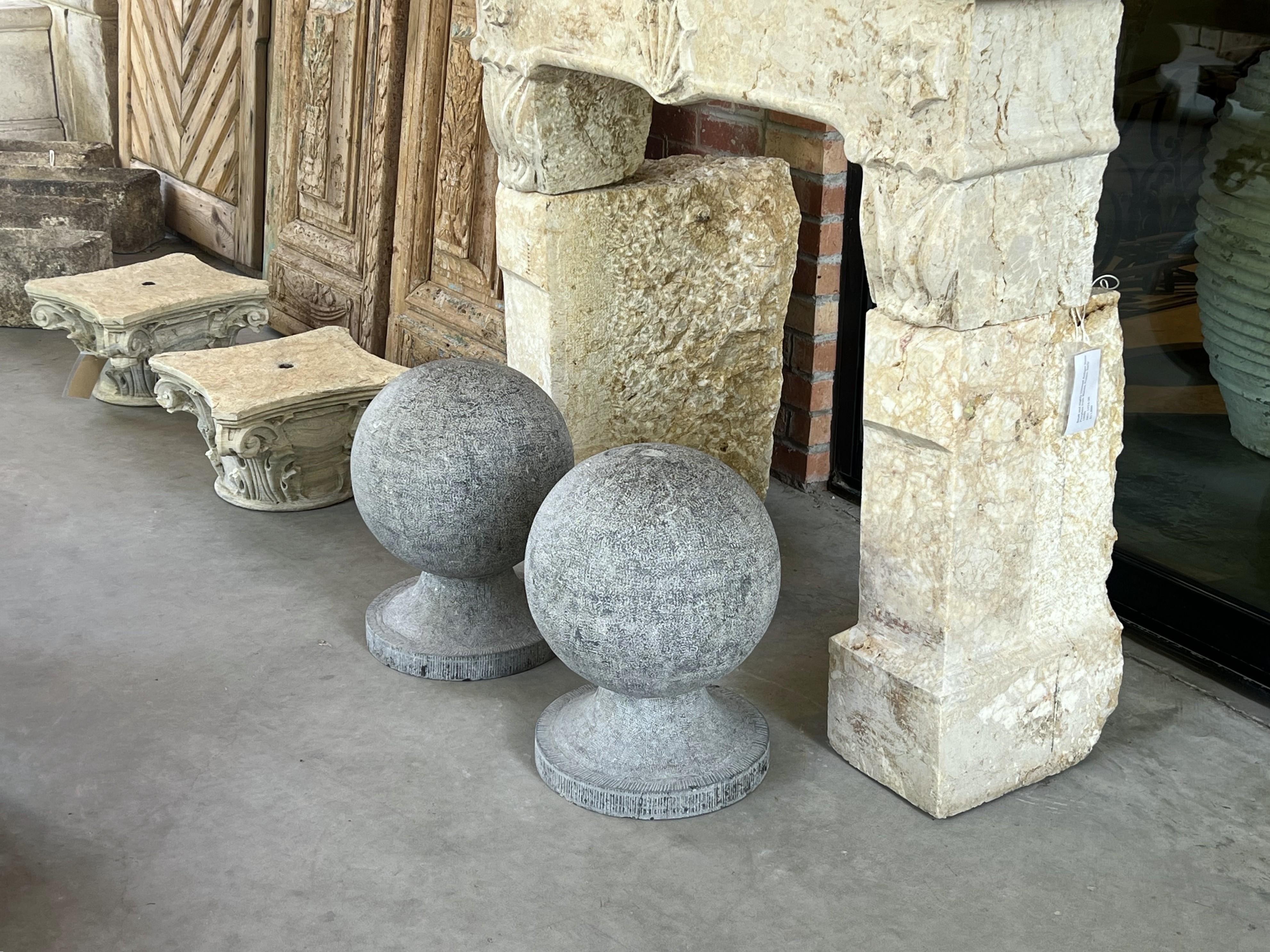 Pair of Belgian Bluestone Ball Finials, Early 1900s For Sale 6