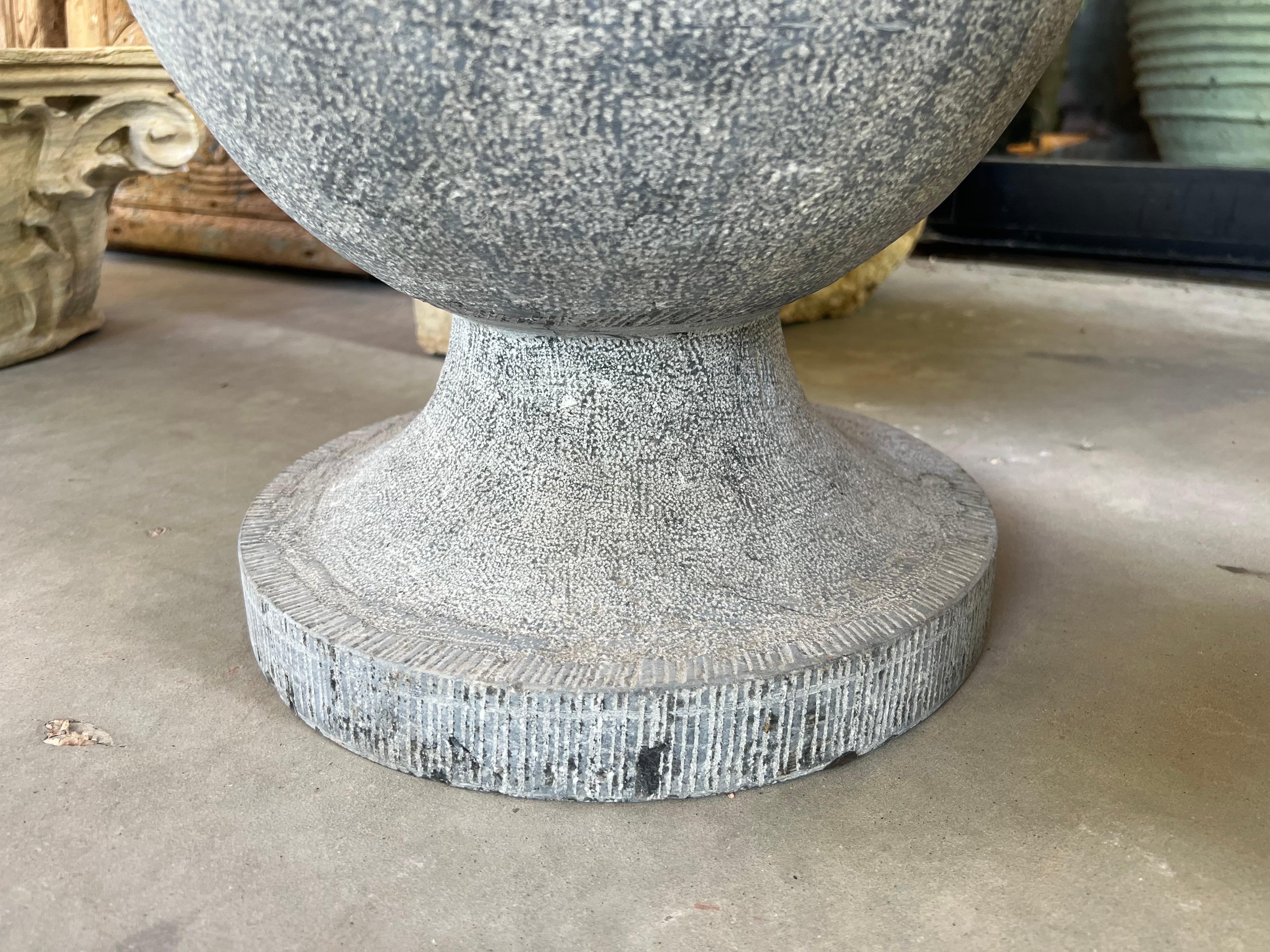 Stone Pair of Belgian Bluestone Ball Finials, Early 1900s For Sale
