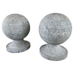 Pair of Belgian Bluestone Ball Finials, Early 1900s