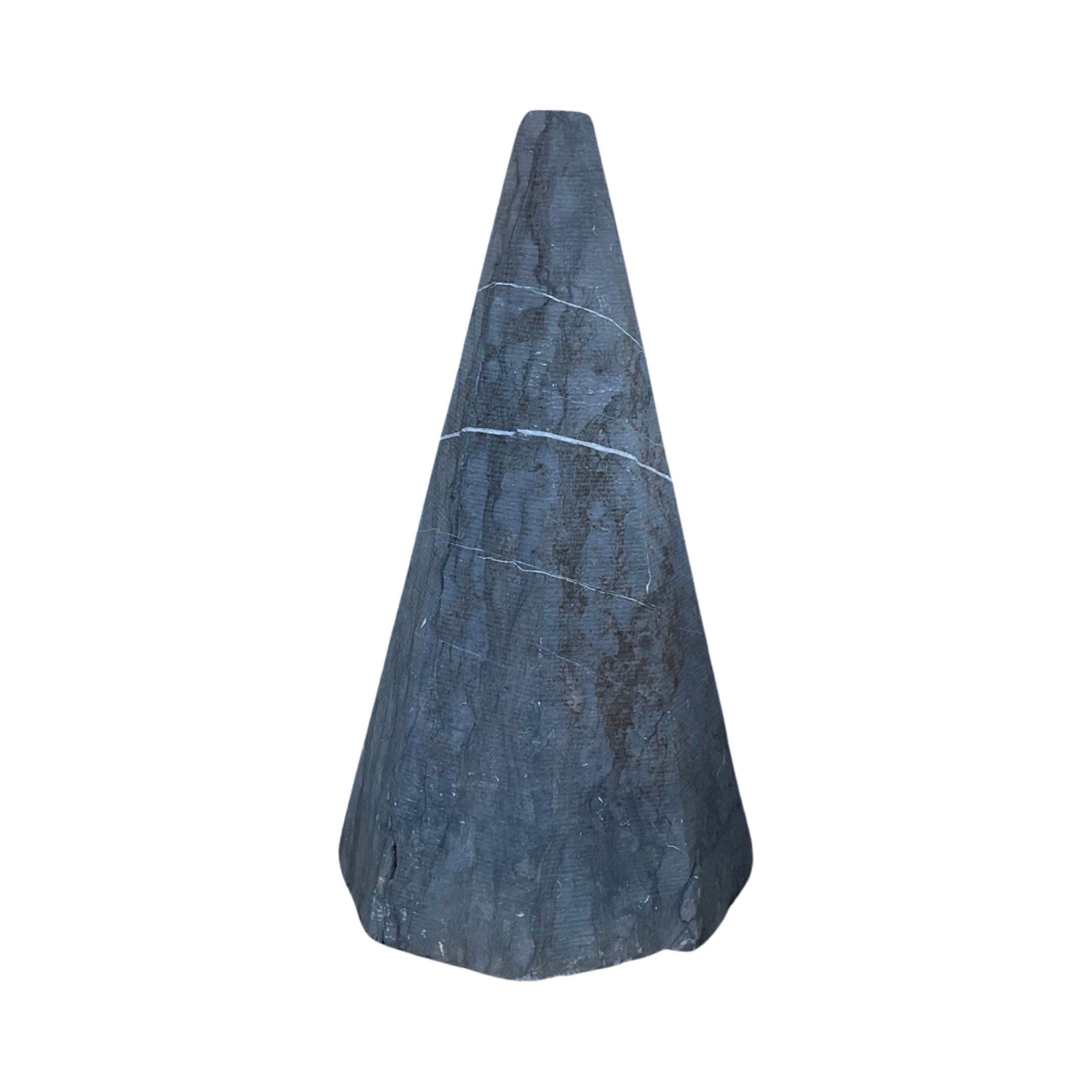 Pair of Belgian Bluestone Cone Sculptures In Good Condition For Sale In Dallas, TX