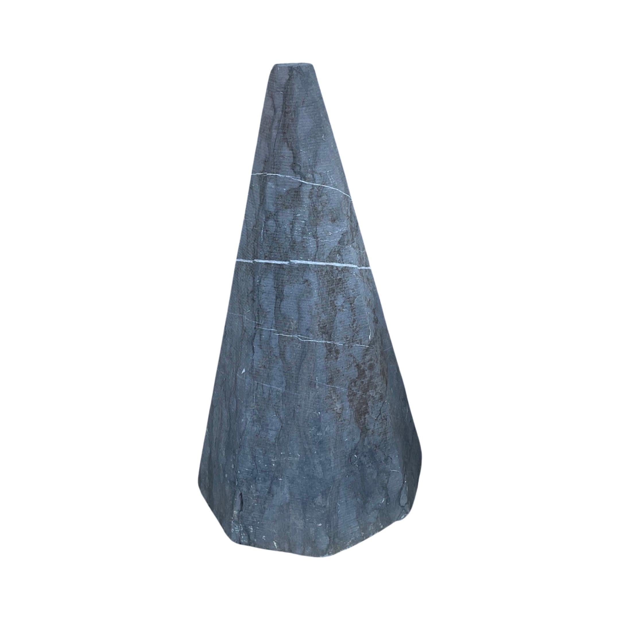 Stone Pair of Belgian Bluestone Cone Sculptures For Sale