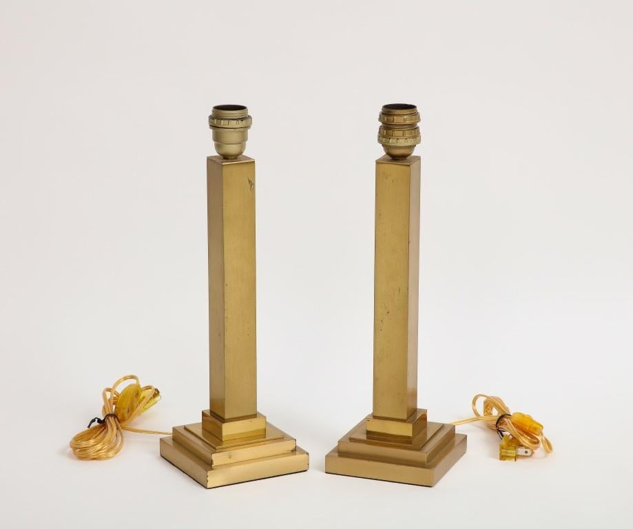 Pair of Belgian Brass Table Lamps In Good Condition In Chicago, IL