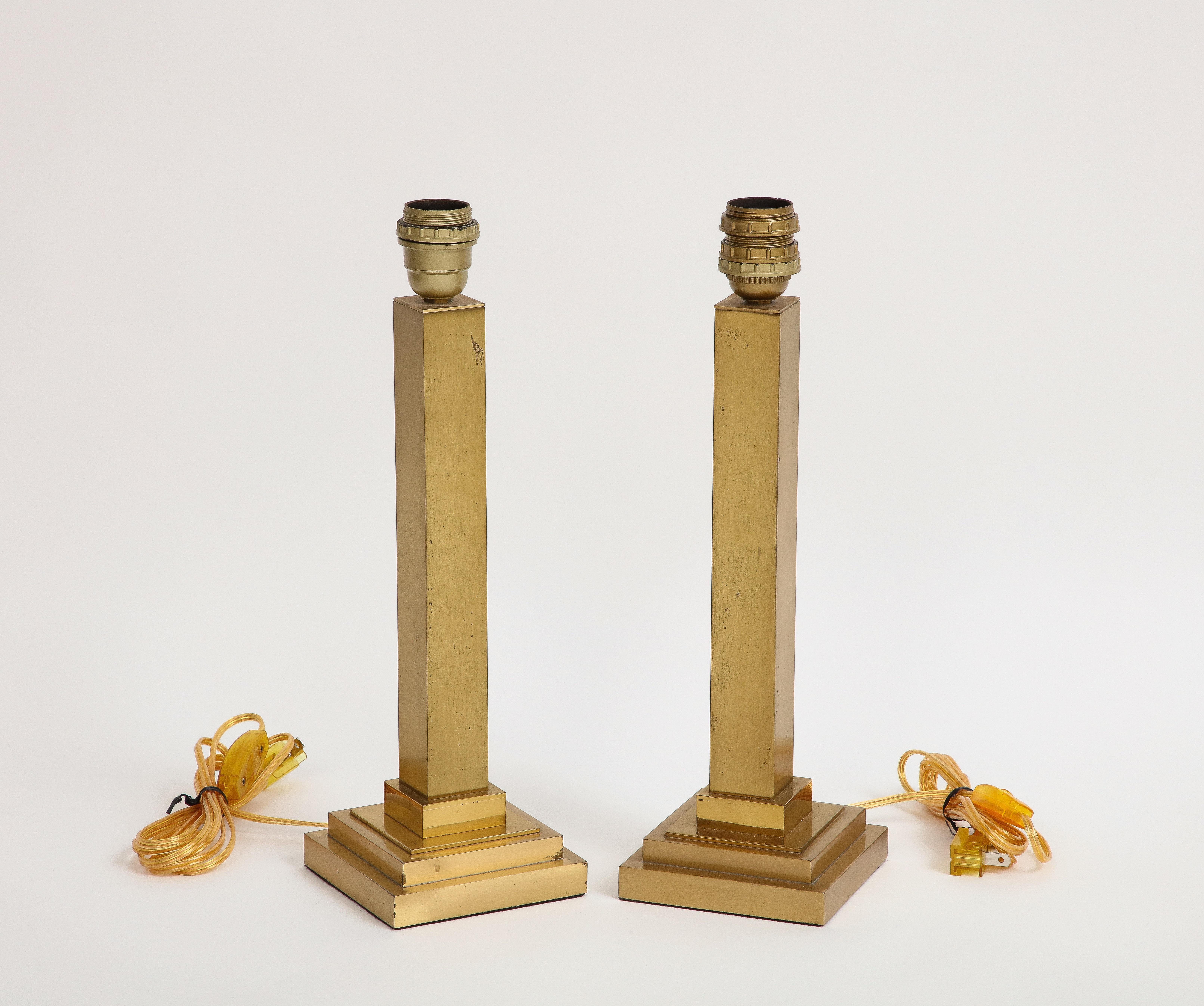 20th Century Pair of Belgian Brass Table Lamps