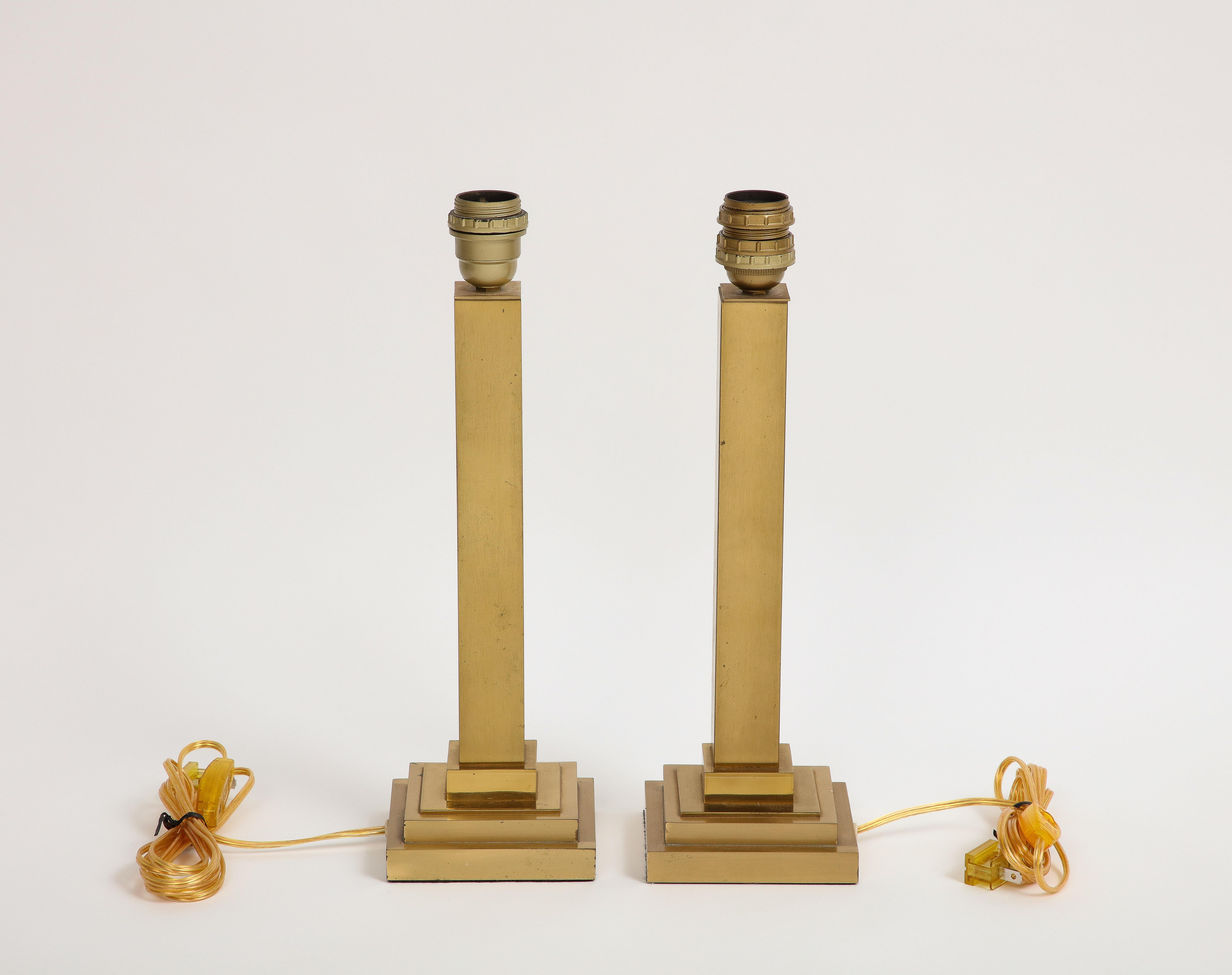 Pair of Belgian Brass Table Lamps 1