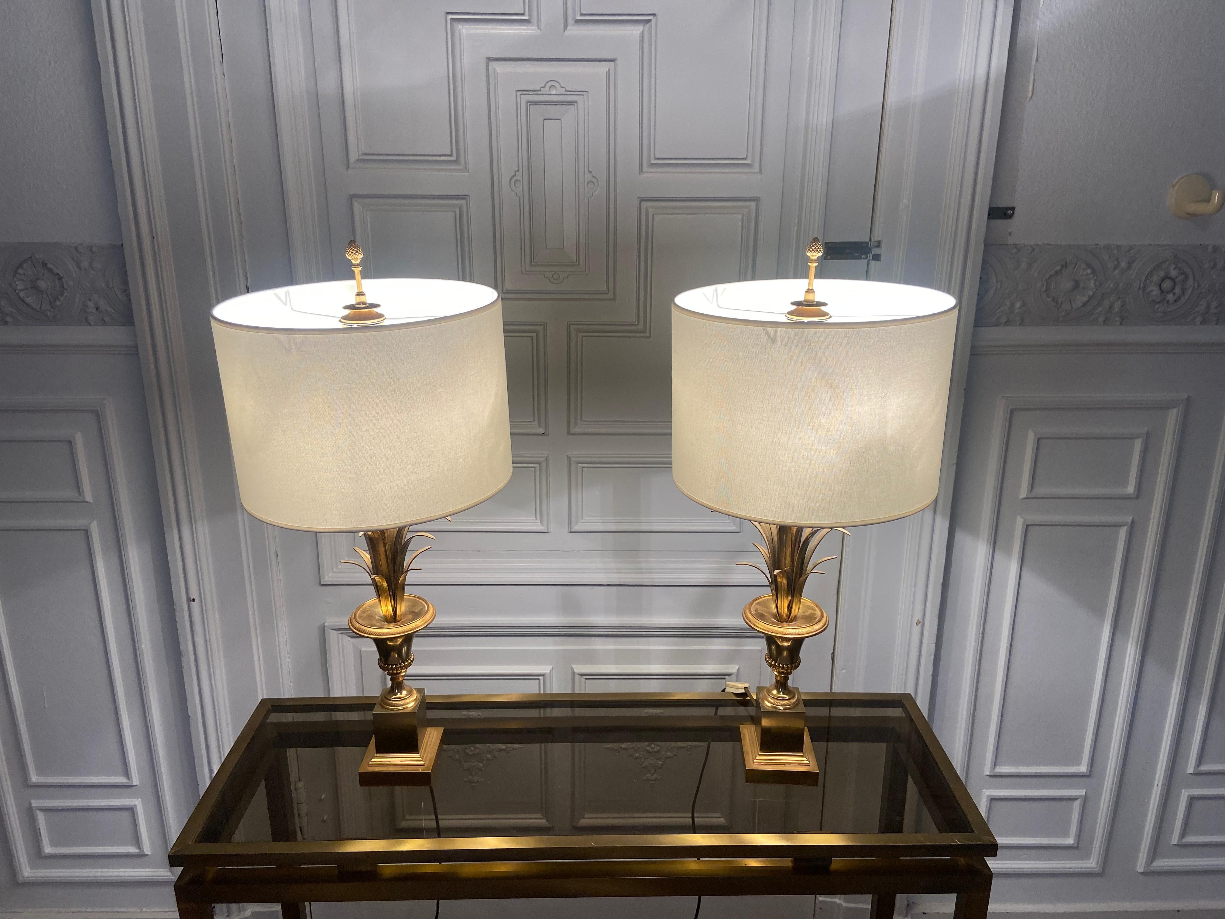 Mid-Century Modern Pair of Belgian Epis Lamps by Boulanger, 1970s For Sale