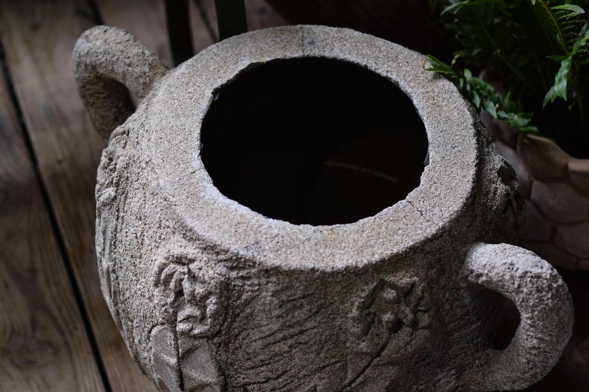 Cast Pair of Belgian Faux Bois Planters For Sale