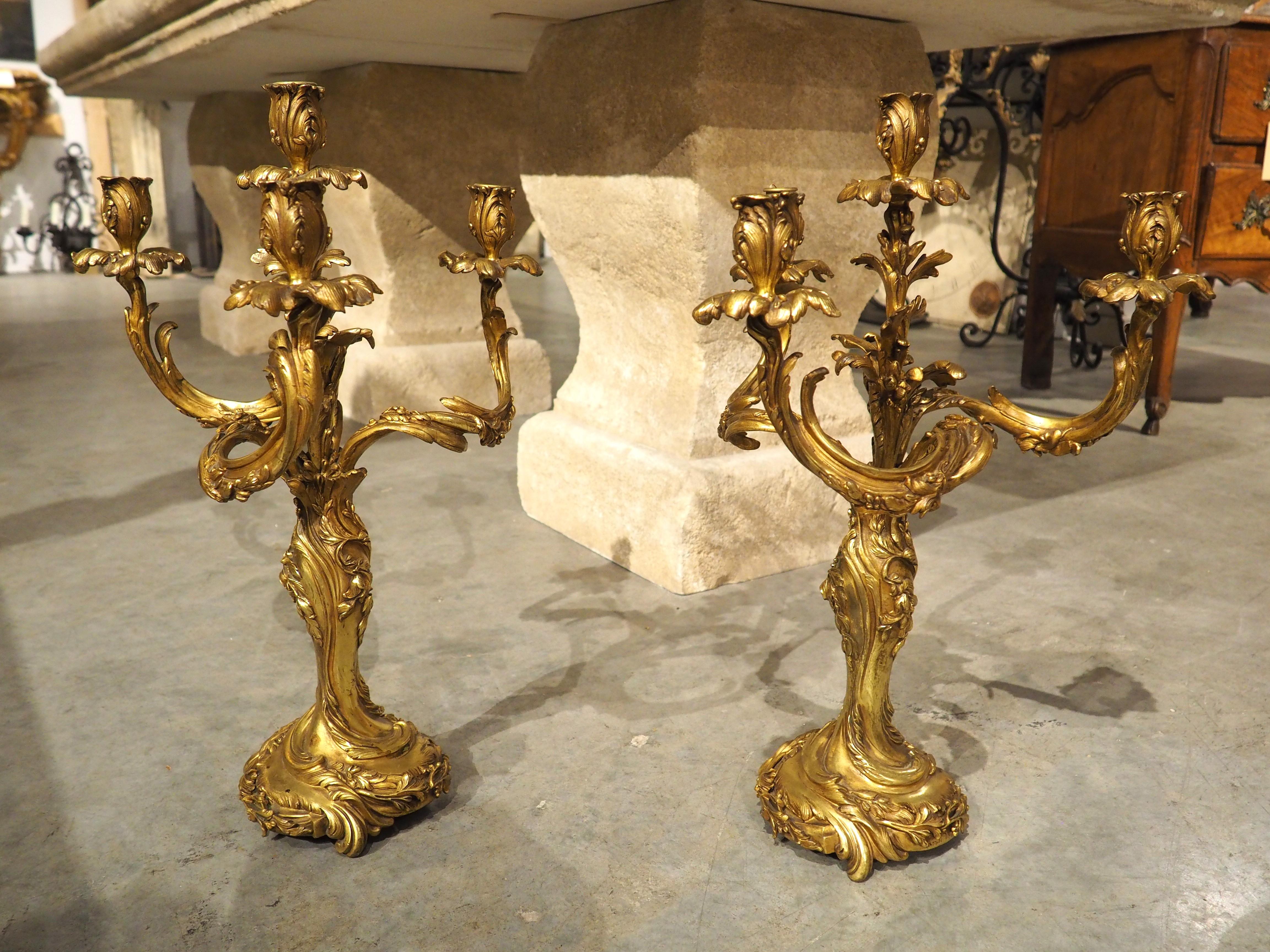 Pair of Belgian Gilt Bronze Candelabras by Georges Van de Voorde (1878-1970) 12