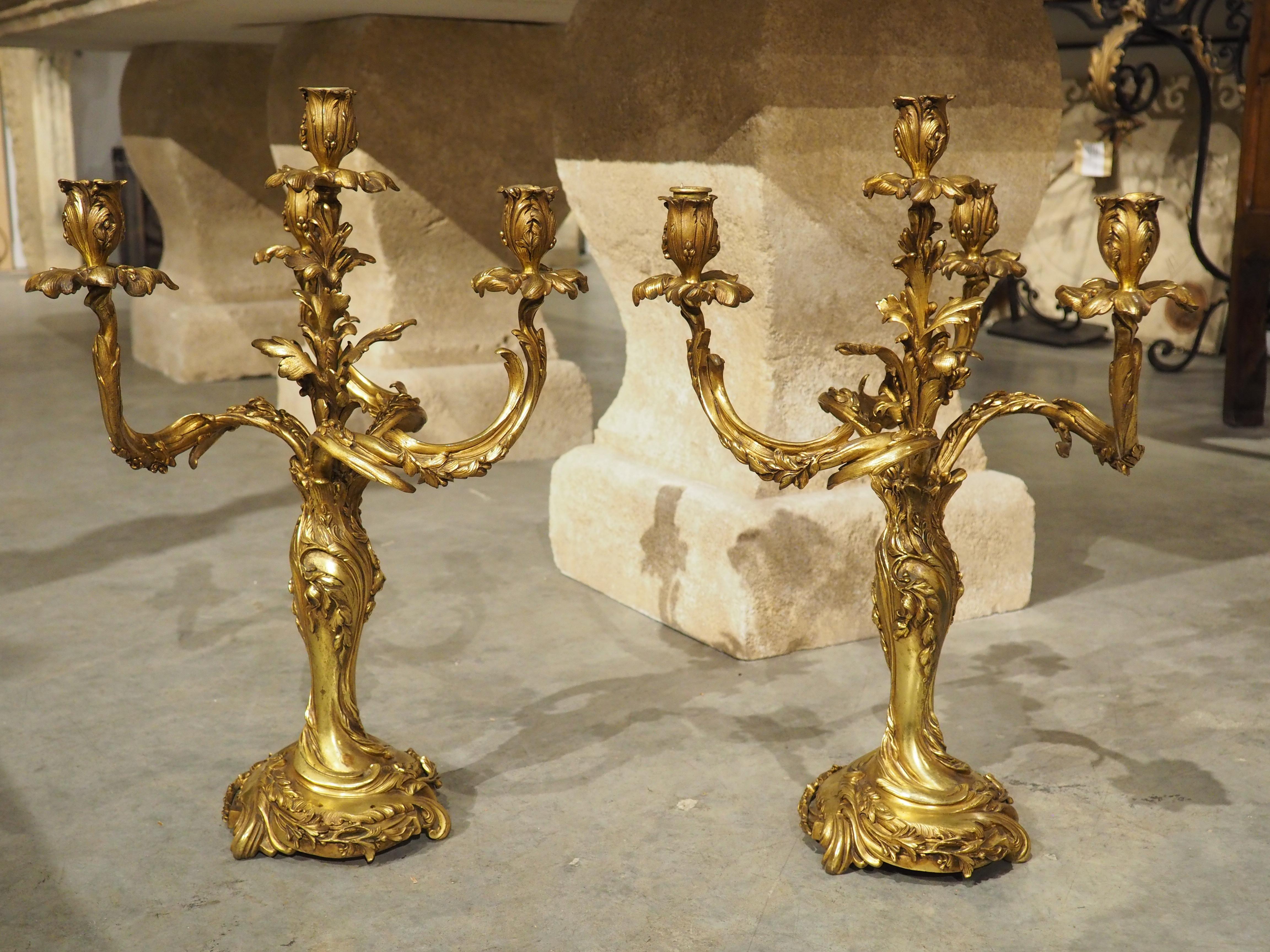 Pair of Belgian Gilt Bronze Candelabras by Georges Van de Voorde (1878-1970) 14