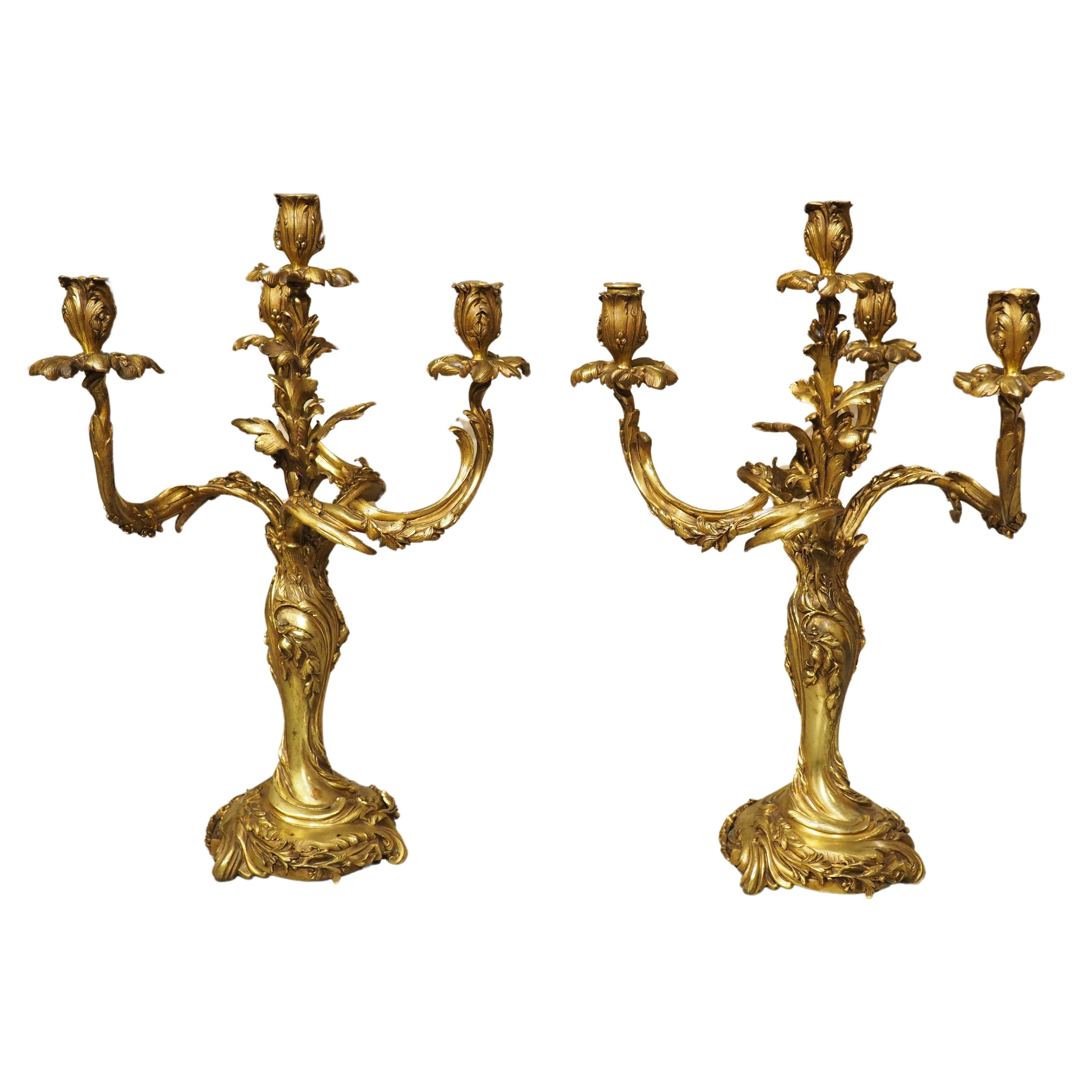 Pair of Belgian Gilt Bronze Candelabras by Georges Van de Voorde (1878-1970)